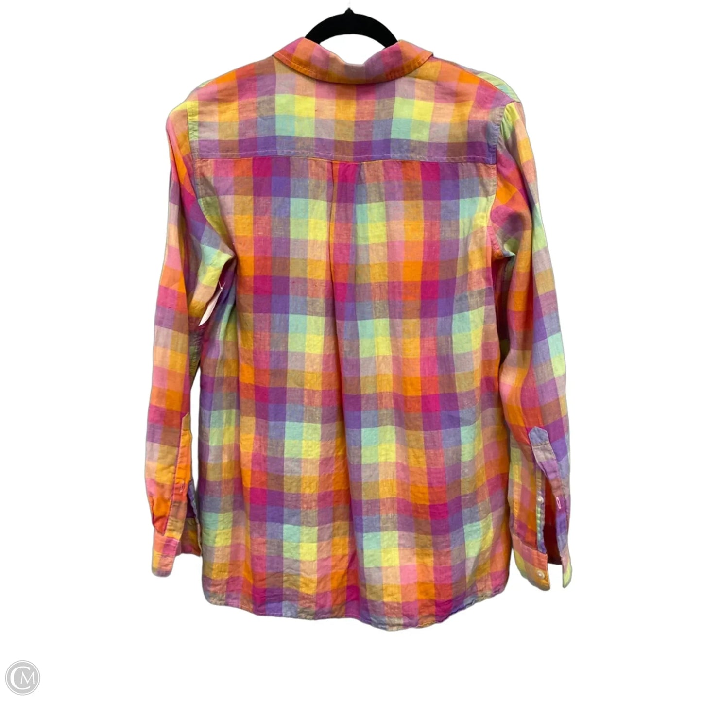 Blouse Long Sleeve By Lands End In Orange & Pink, Size: M