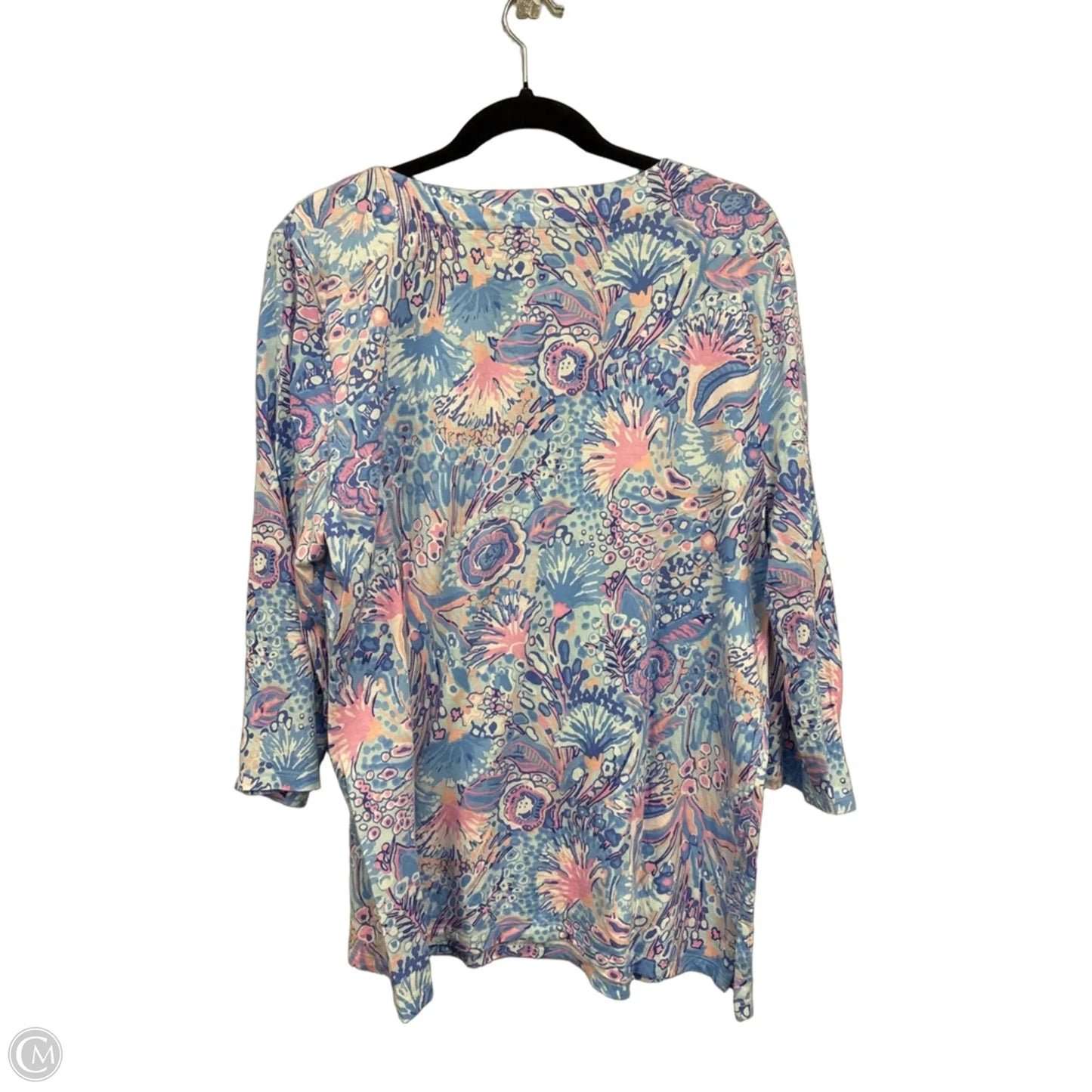Top 3/4 Sleeve By Talbots In Blue & Pink, Size: Xl