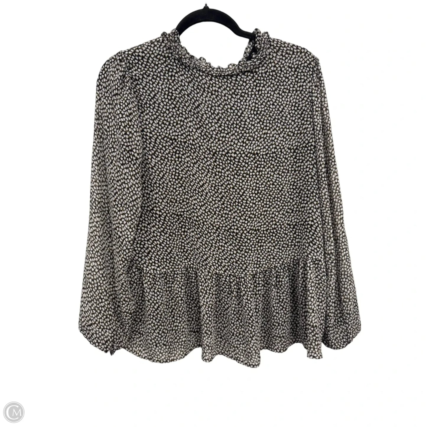 Blouse Long Sleeve By Loft In Black & Cream, Size: M