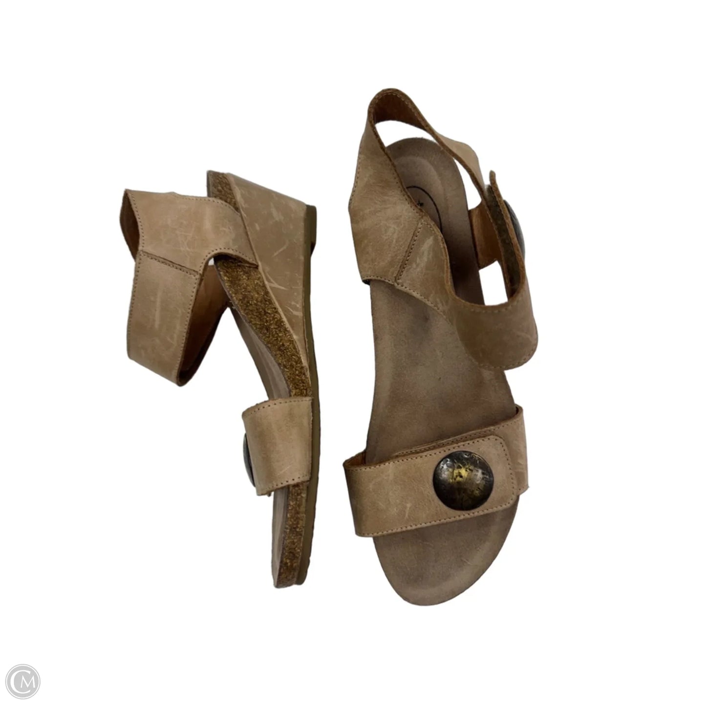 Sandals Heels Wedge By Taos In Tan, Size: 9.5