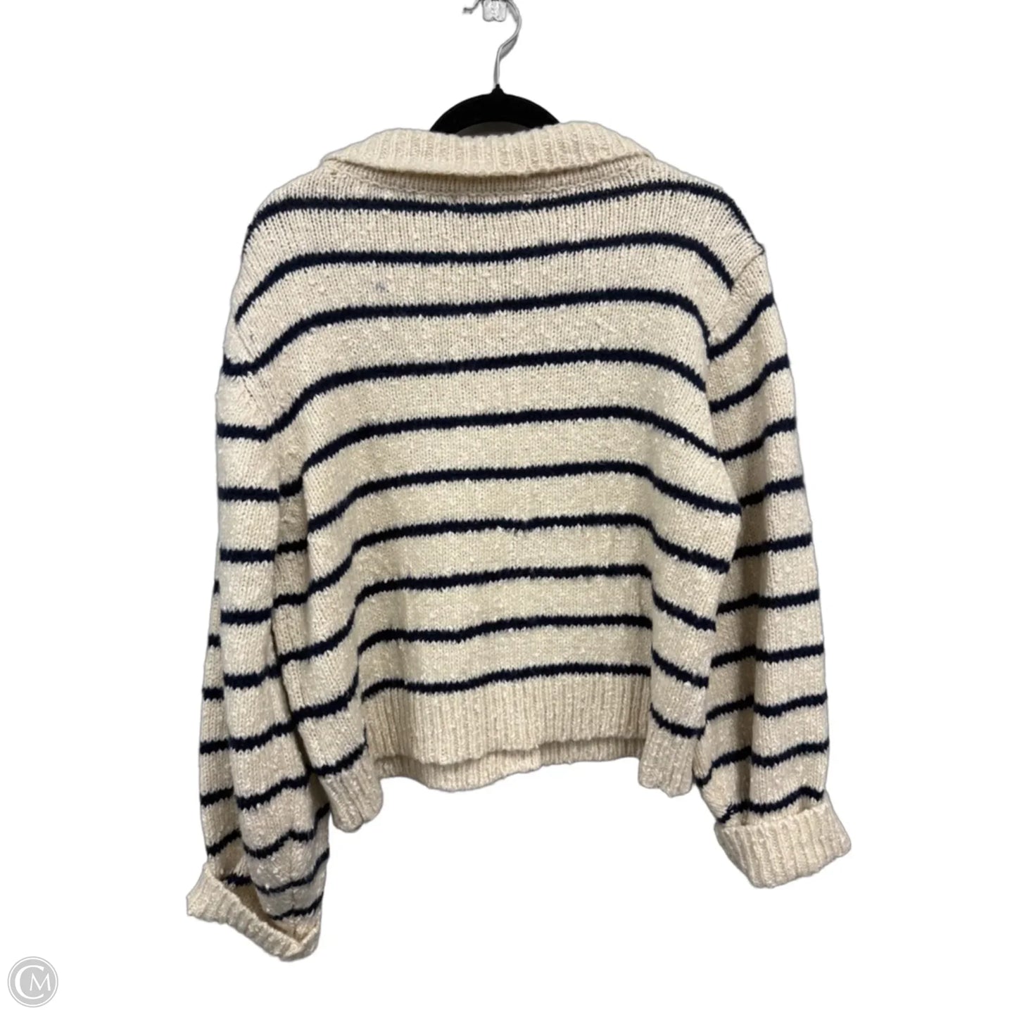 Sweater Cardigan By Cmc In Blue & Cream, Size: L