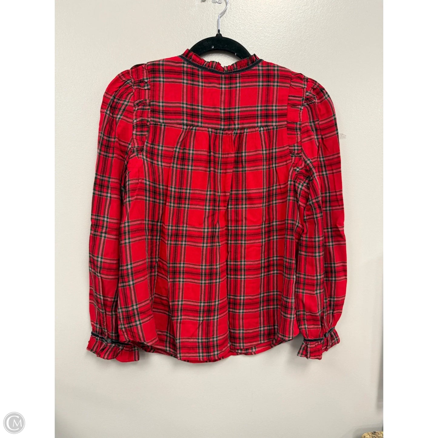 Blouse Long Sleeve By Loft In Green & Red, Size: Sp
