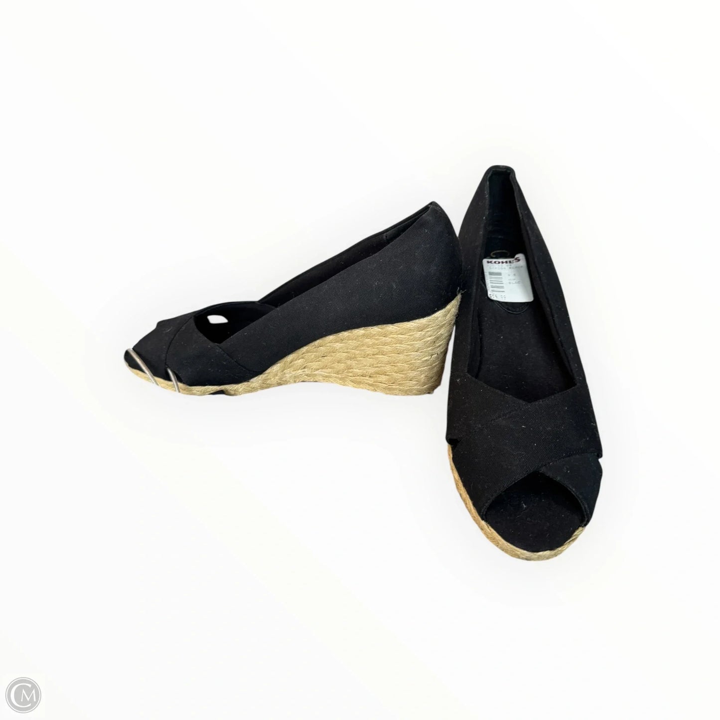 Sandals Heels Wedge By Chaps In Black, Size: 9.5