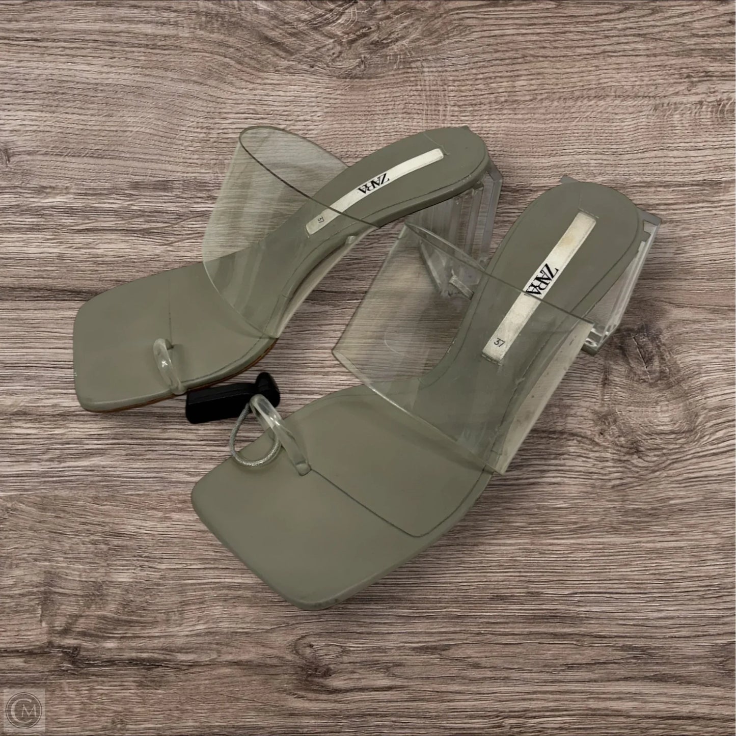 Sandals Heels Block By Zara In Grey, Size: 6.5