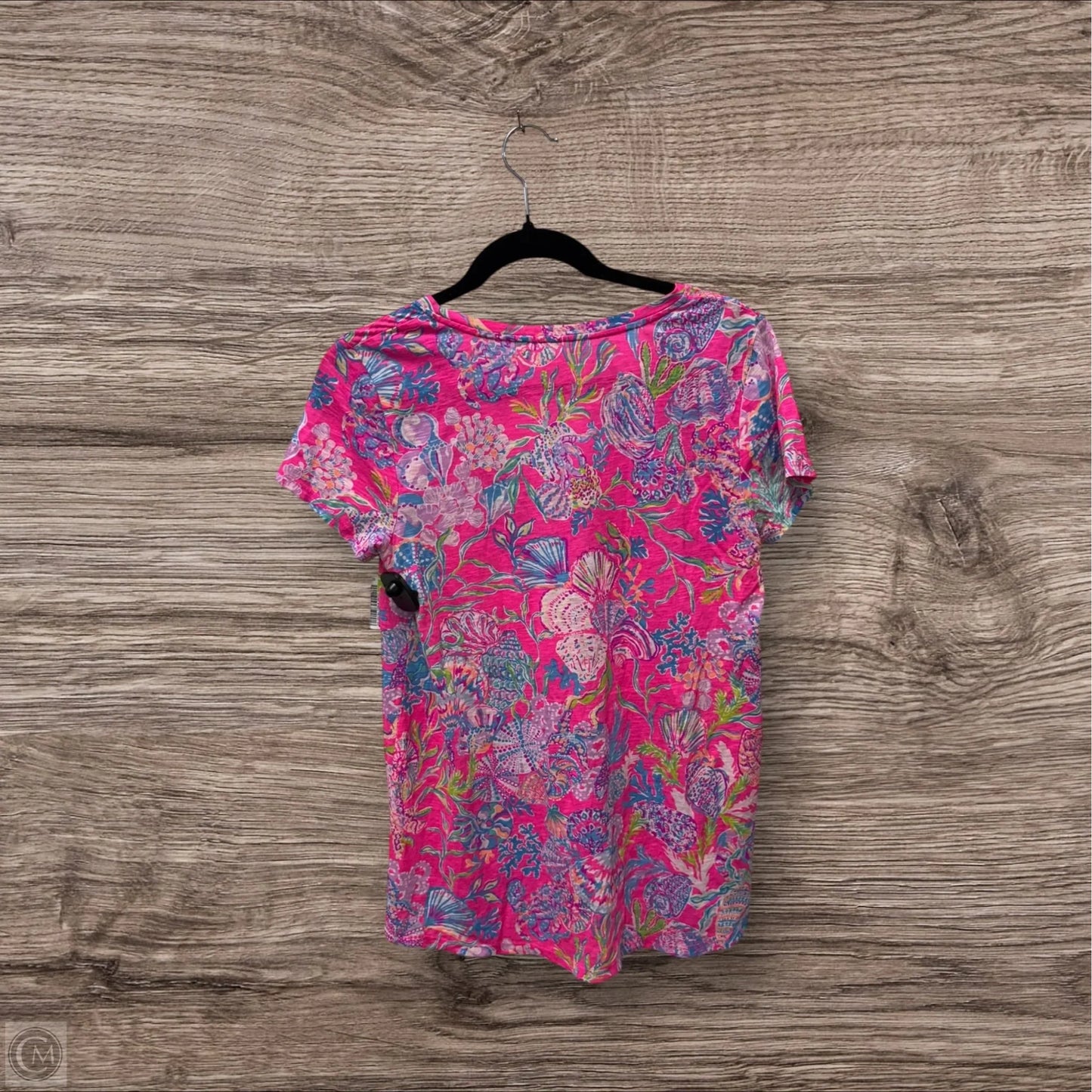 Top Short Sleeve Designer By Lilly Pulitzer In Pink & Purple, Size: S