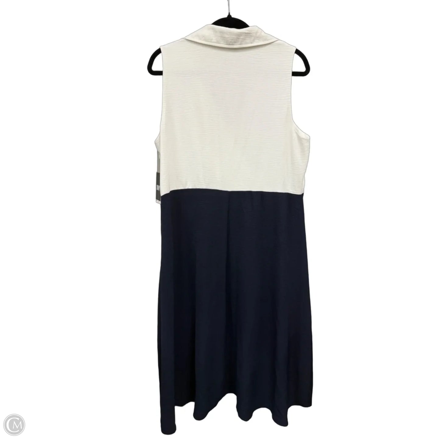 Dress Casual Midi By Dkny In Blue & Cream, Size: 16