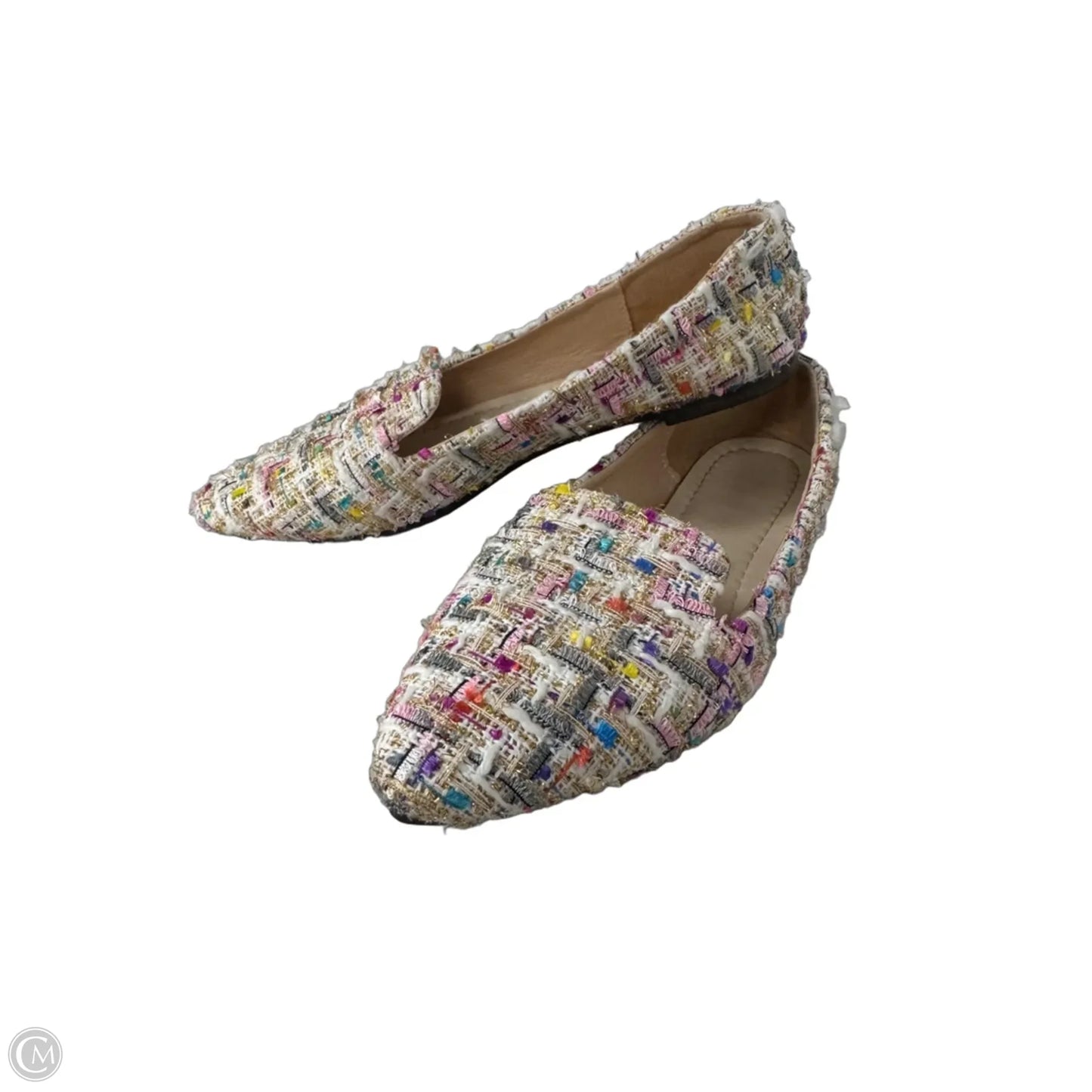Shoes Flats By Clothes Mentor In Cream & Pink, Size: 7.5