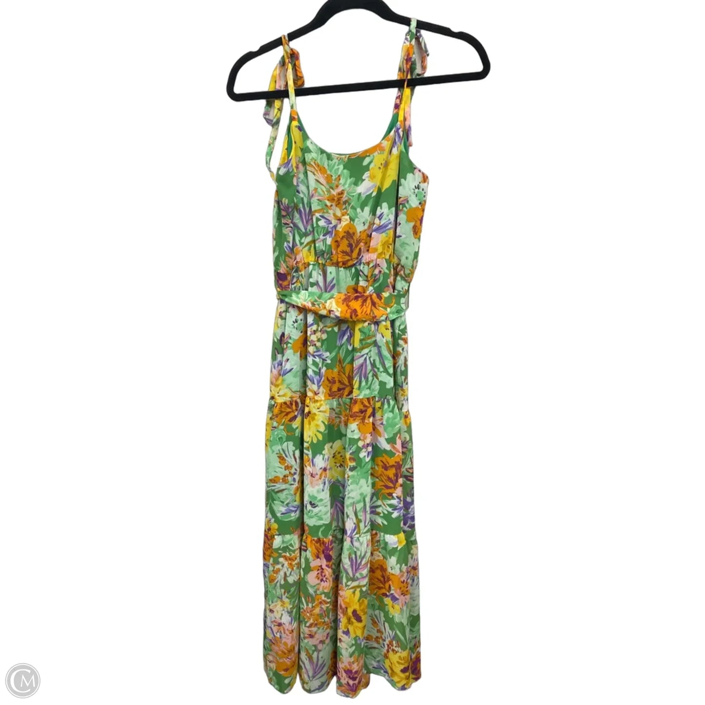 Dress Casual Midi By Donna Morgan In Green & Yellow, Size: 6p