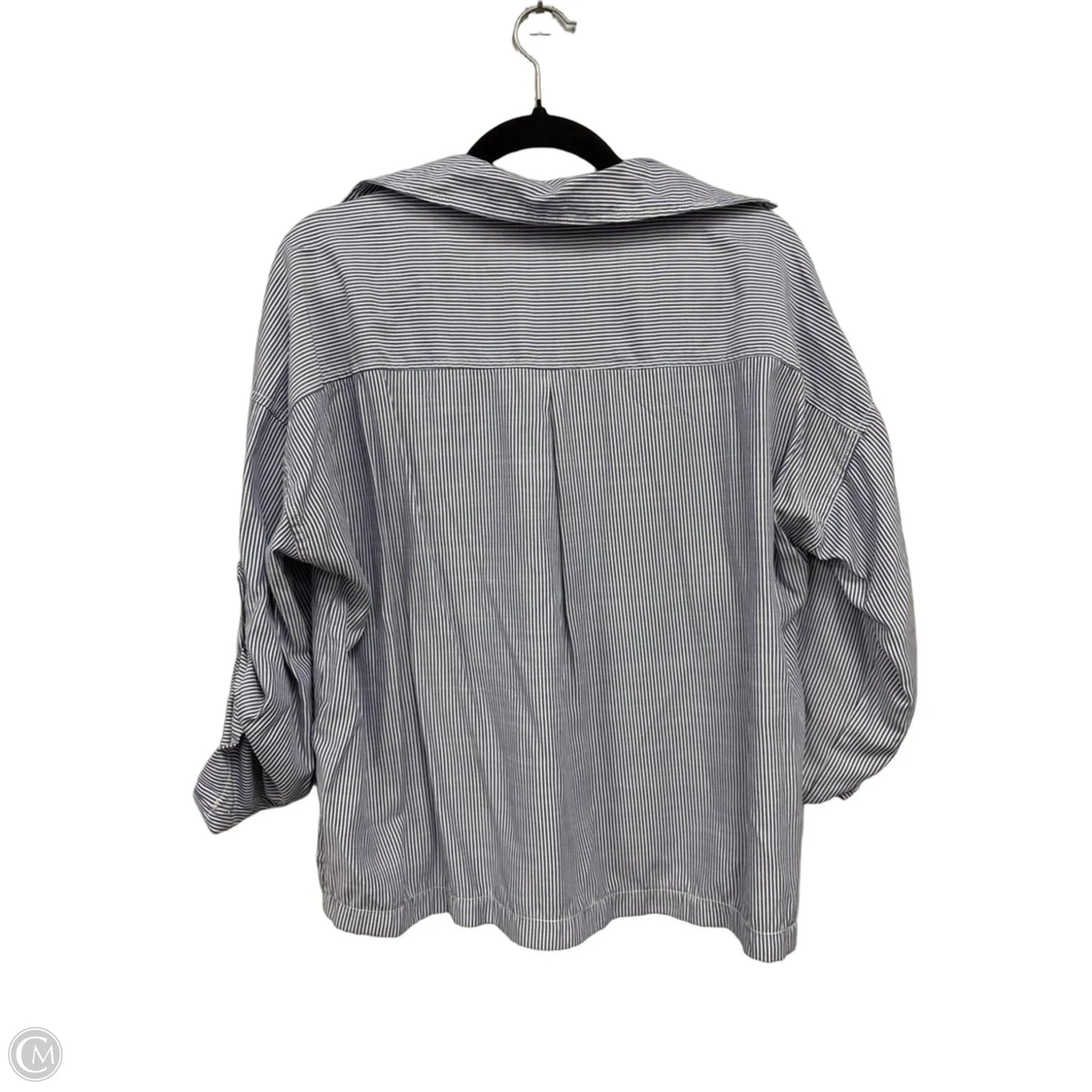 Top 3/4 Sleeve By Max Studio In Blue & White, Size: M