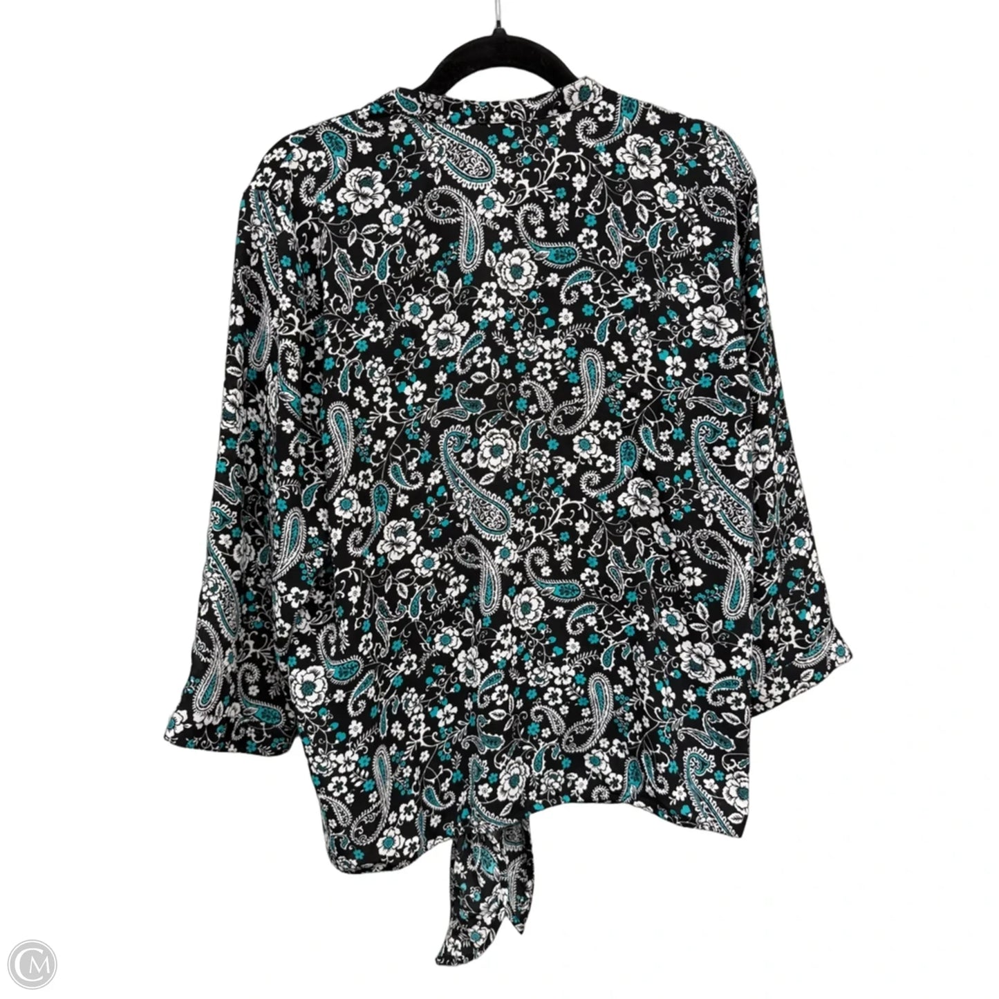 Top 3/4 Sleeve By Talbots In Black & Green, Size: L