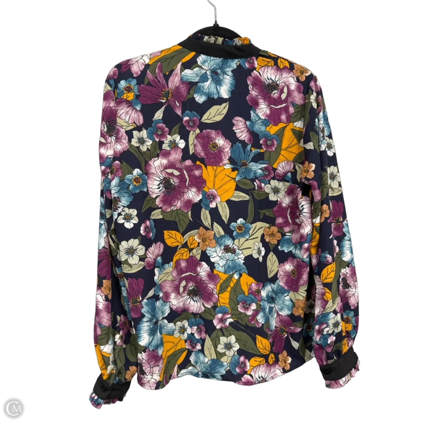 Top Long Sleeve By Haute Monde In Black & Gold, Size: L