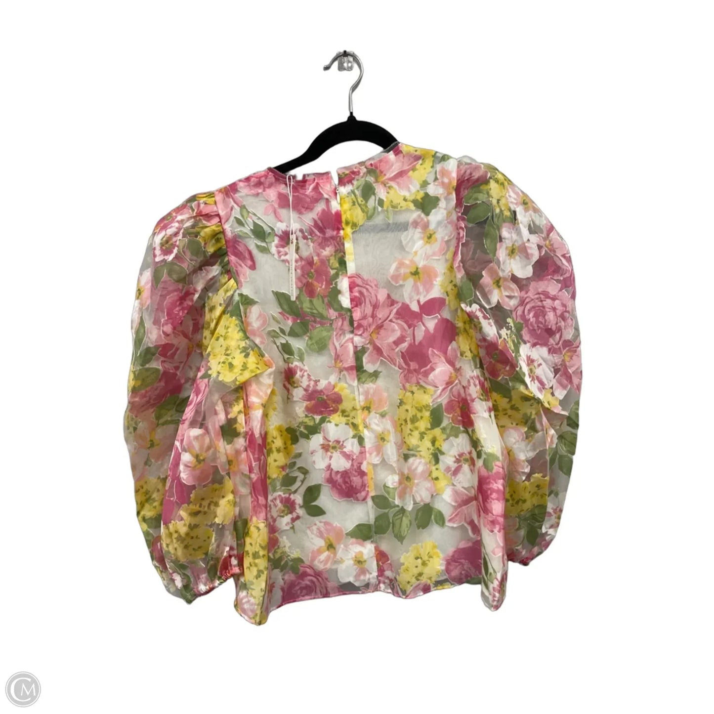 Blouse Long Sleeve By Olivaceous In Pink & Yellow, Size: L