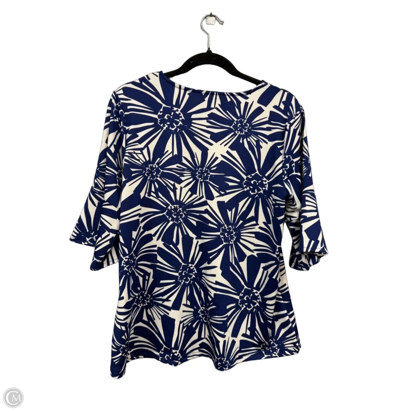 Top Short Sleeve By Buckhead Betties In Blue & White, Size: L