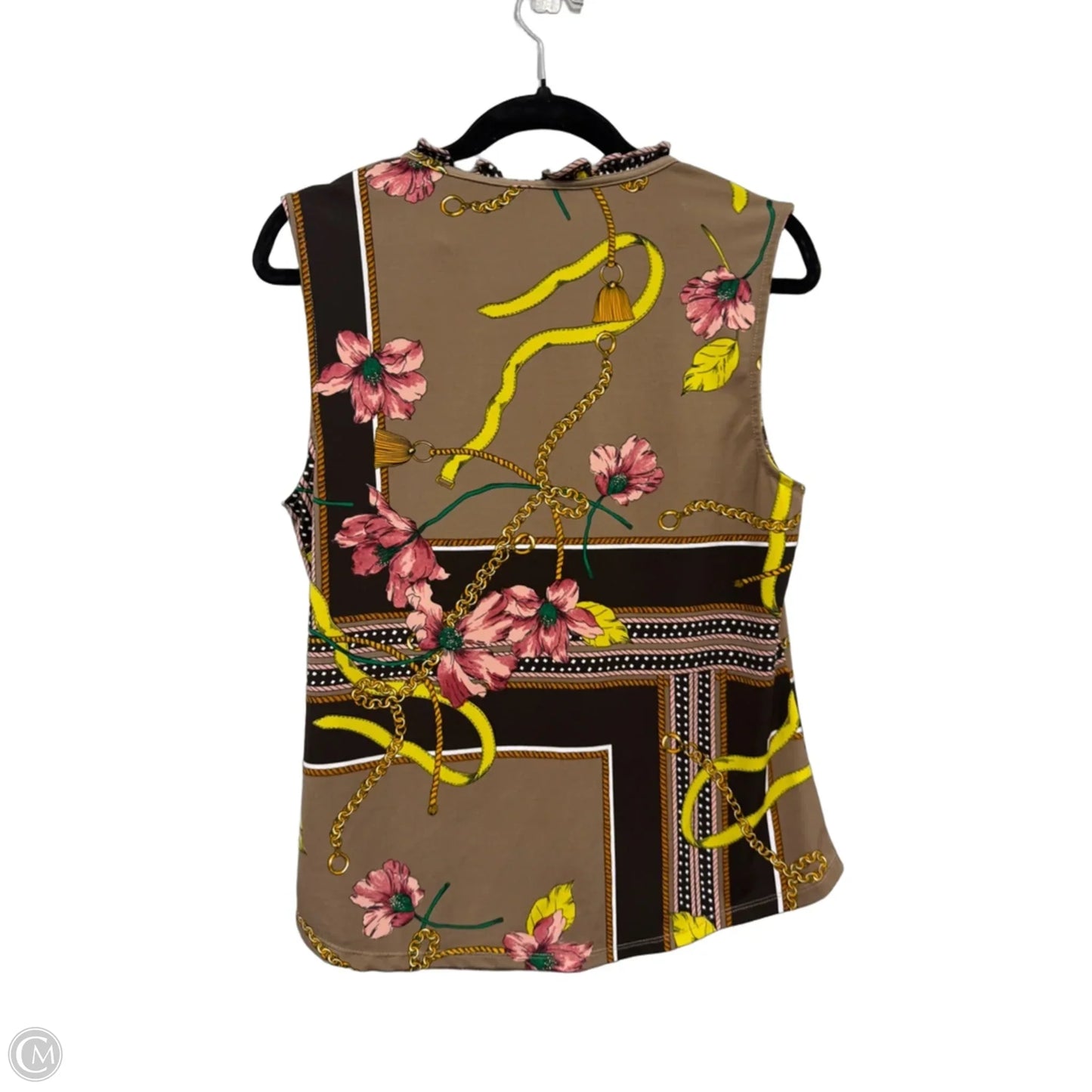 Blouse Sleeveless By New York And Co In Brown & Pink, Size: L