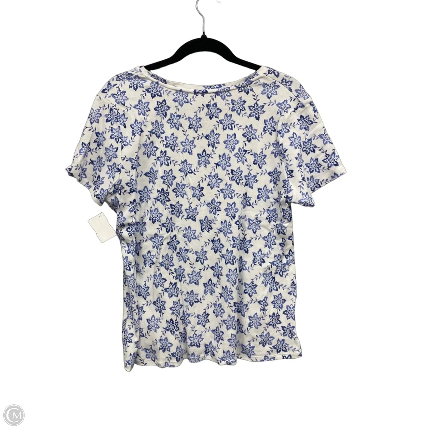 Top Short Sleeve By Croft And Barrow In Blue & White, Size: L