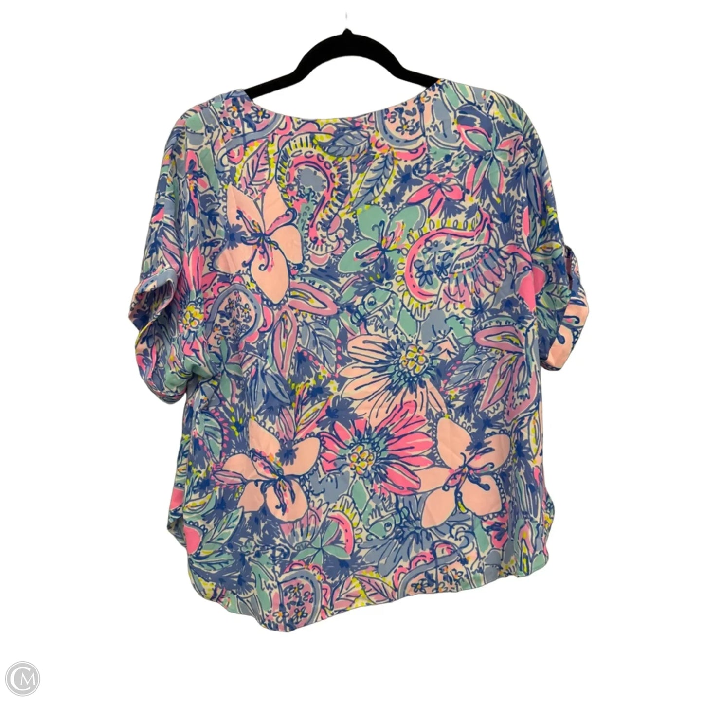 Top Short Sleeve Designer By Lilly Pulitzer In Pink & Purple, Size: M