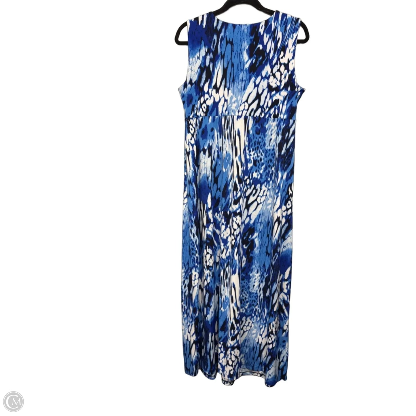 Dress Casual Maxi By Chicos In Blue & White, Size: L