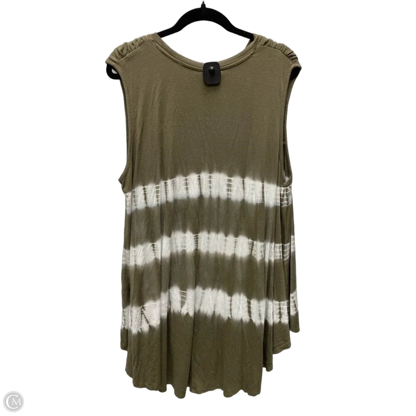 Top Sleeveless By Lane Bryant In Green & White, Size: 2x