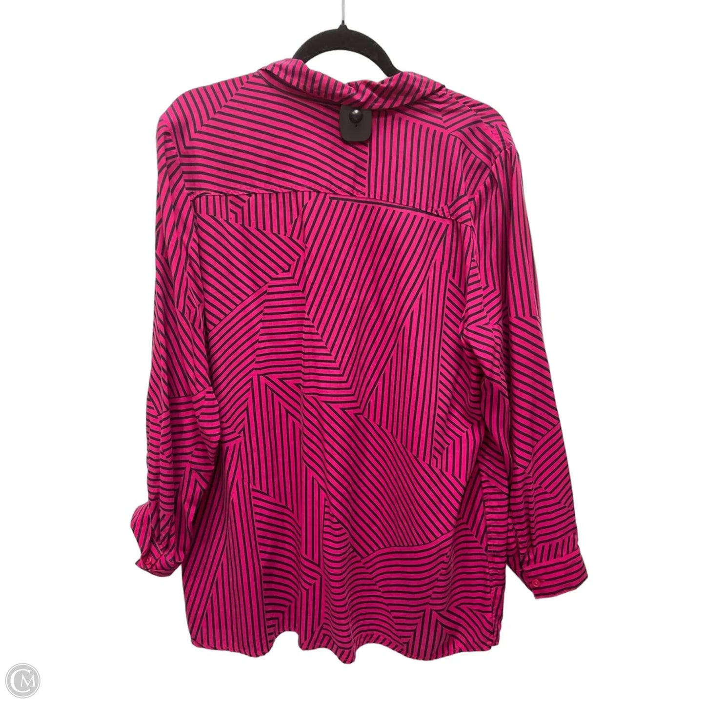 Blouse Long Sleeve By Chicos In Geometric Pattern, Size: M