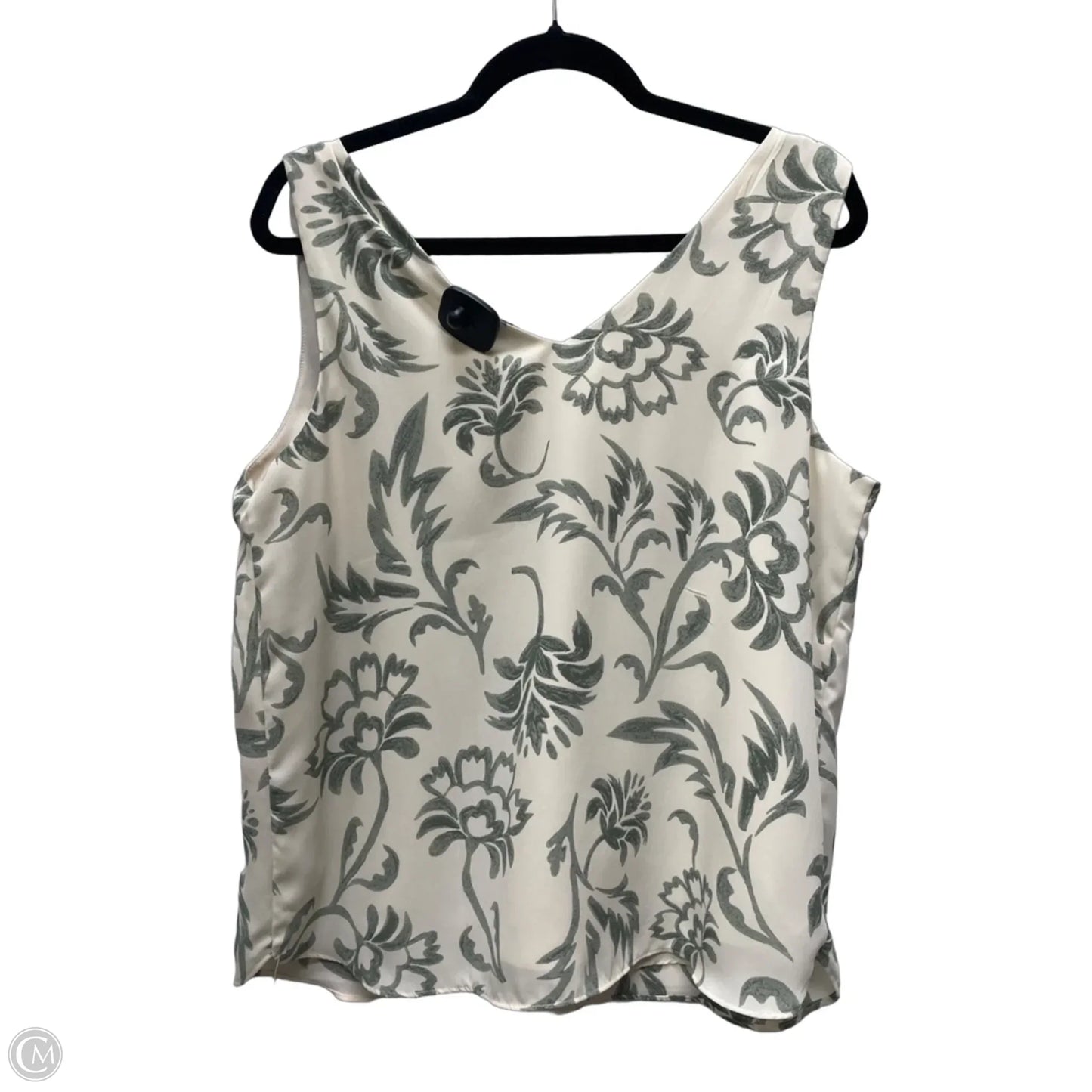 Blouse Sleeveless By Loft In Cream & Green, Size: L