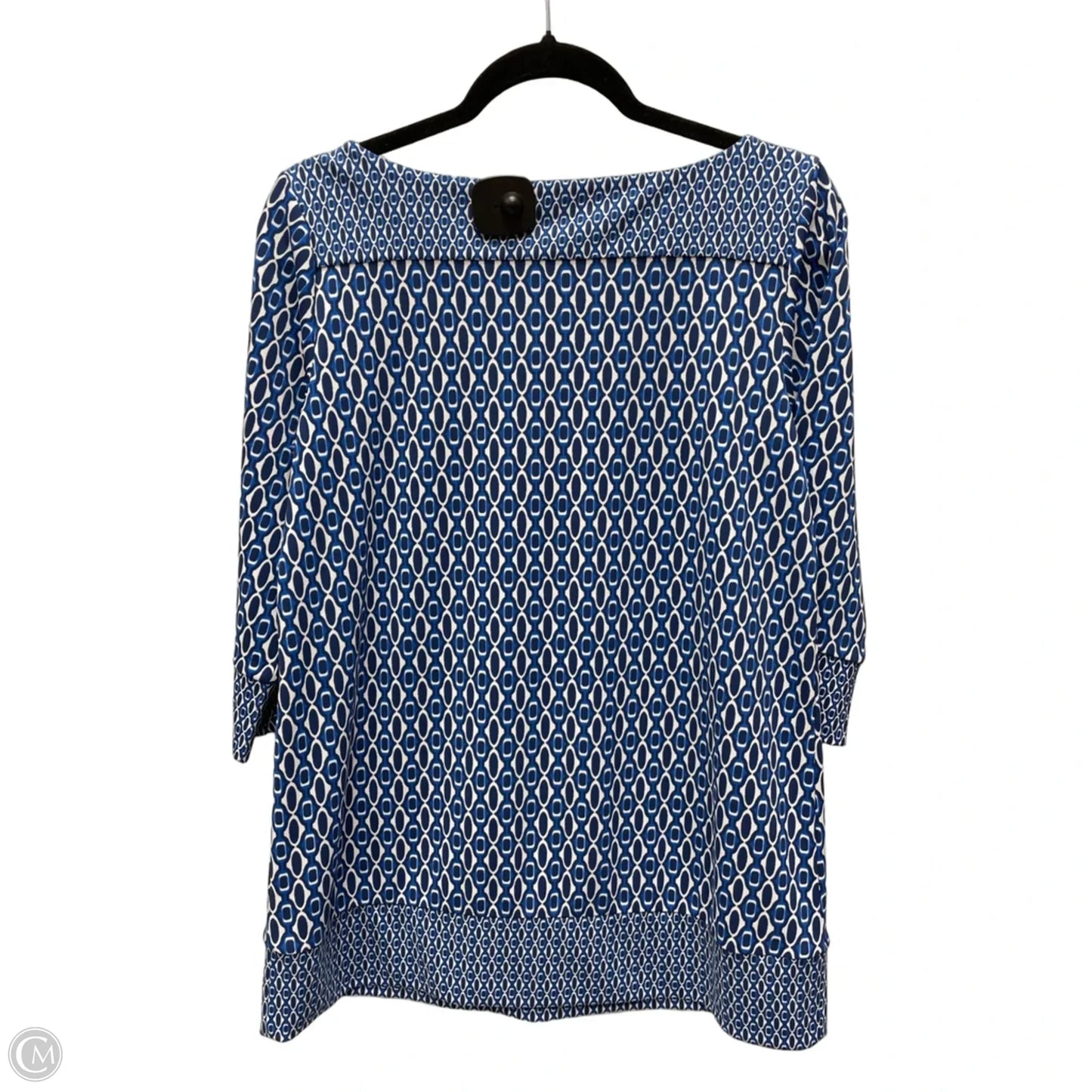 Tunic 3/4 Sleeve By Ann Taylor In Blue & White, Size: S