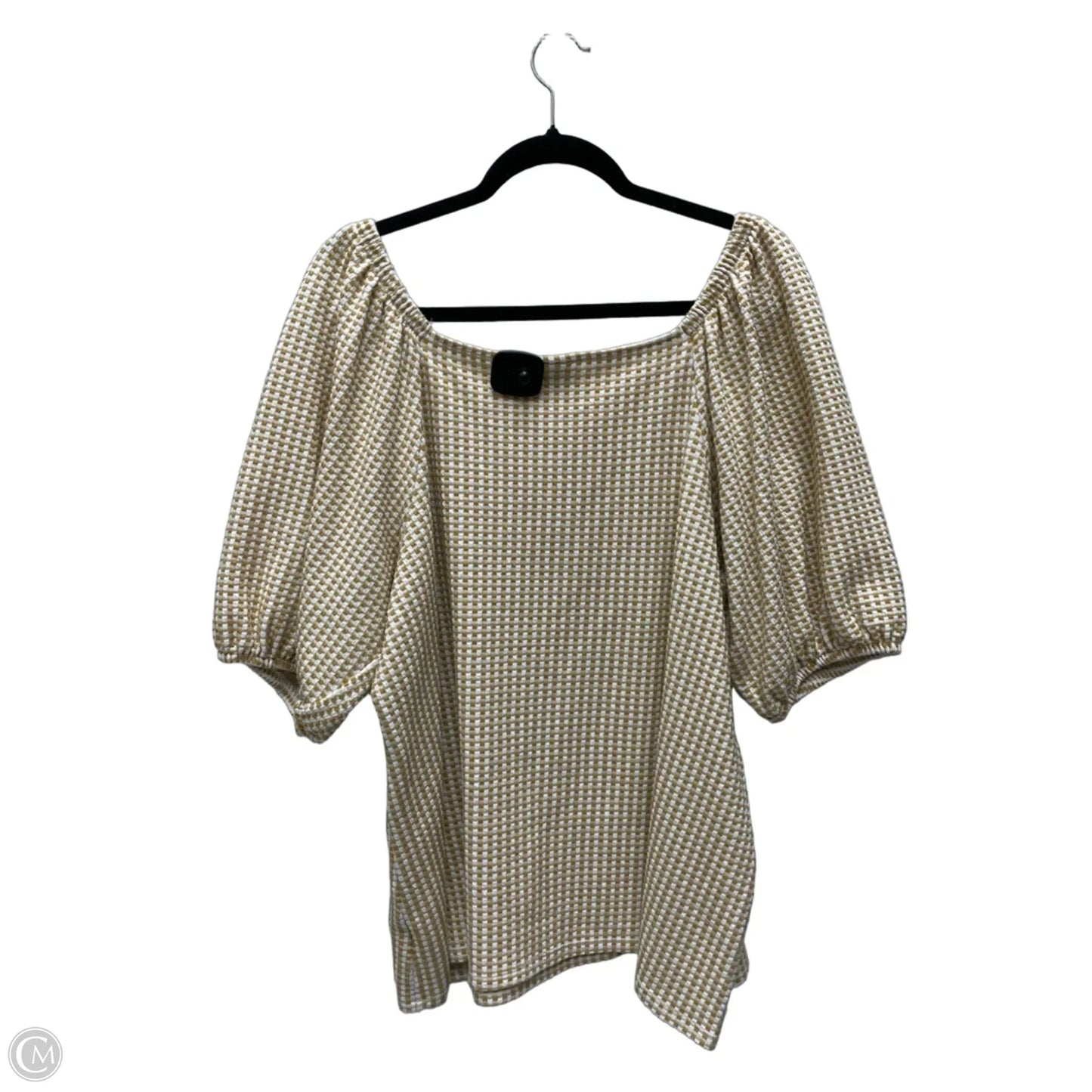 Top Short Sleeve By Ava & Viv In Cream & Yellow, Size: 2x