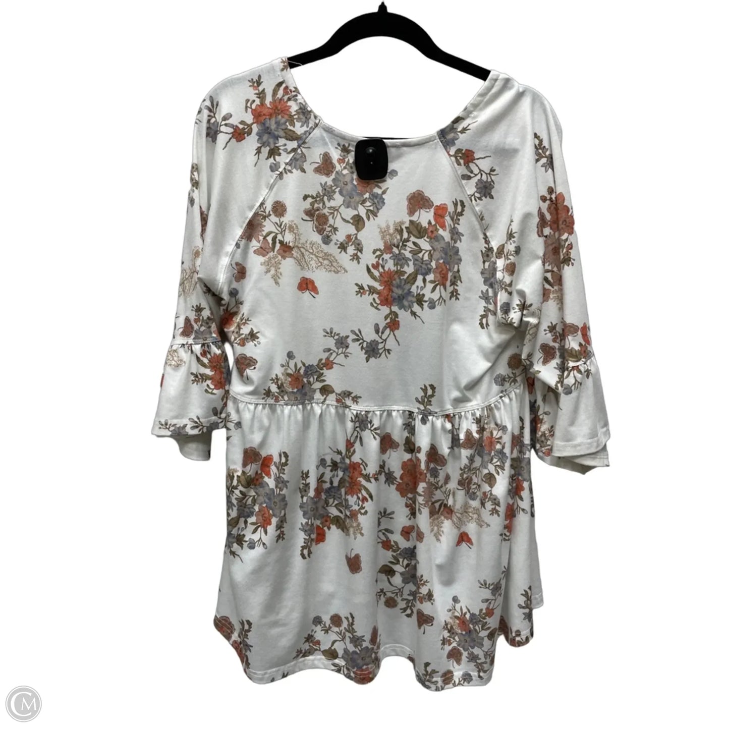 Top 3/4 Sleeve By Suzanne Betro In Floral Print, Size: 1x