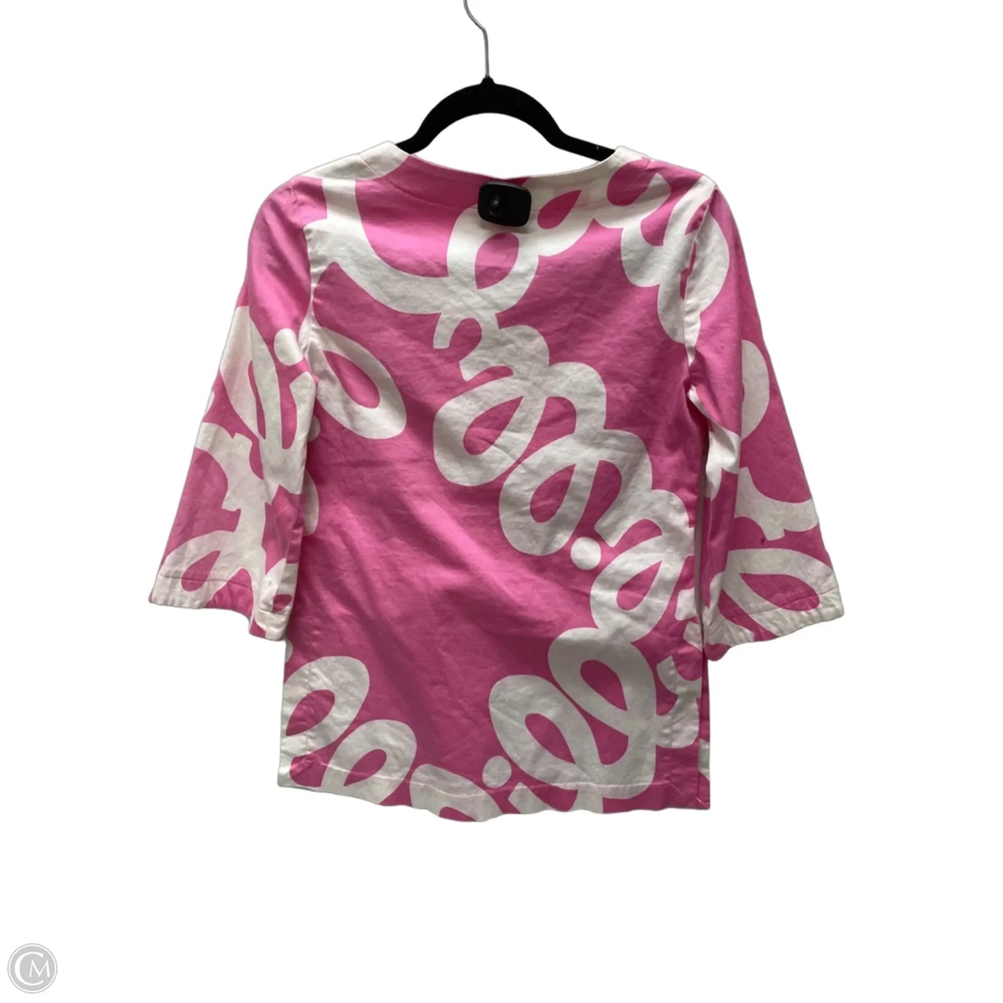 Top 3/4 Sleeve Designer By Lilly Pulitzer In Pink & White, Size: Xs