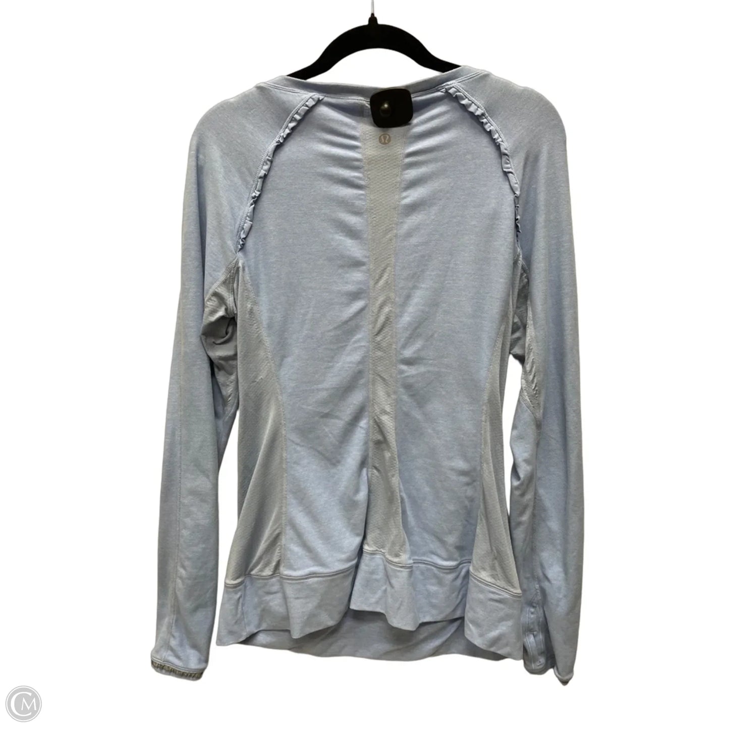 Athletic Top Long Sleeve Collar By Lululemon In Blue & Grey, Size: L