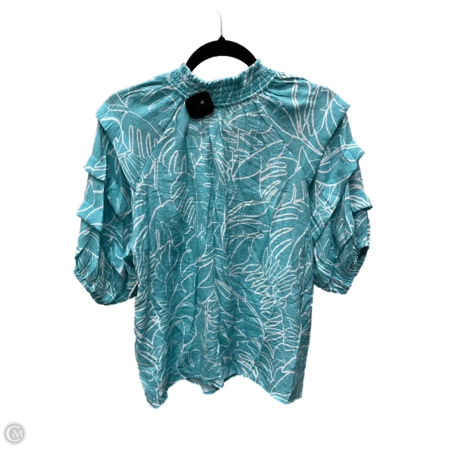 Top Short Sleeve By Zac And Rachel In Blue & White, Size: L