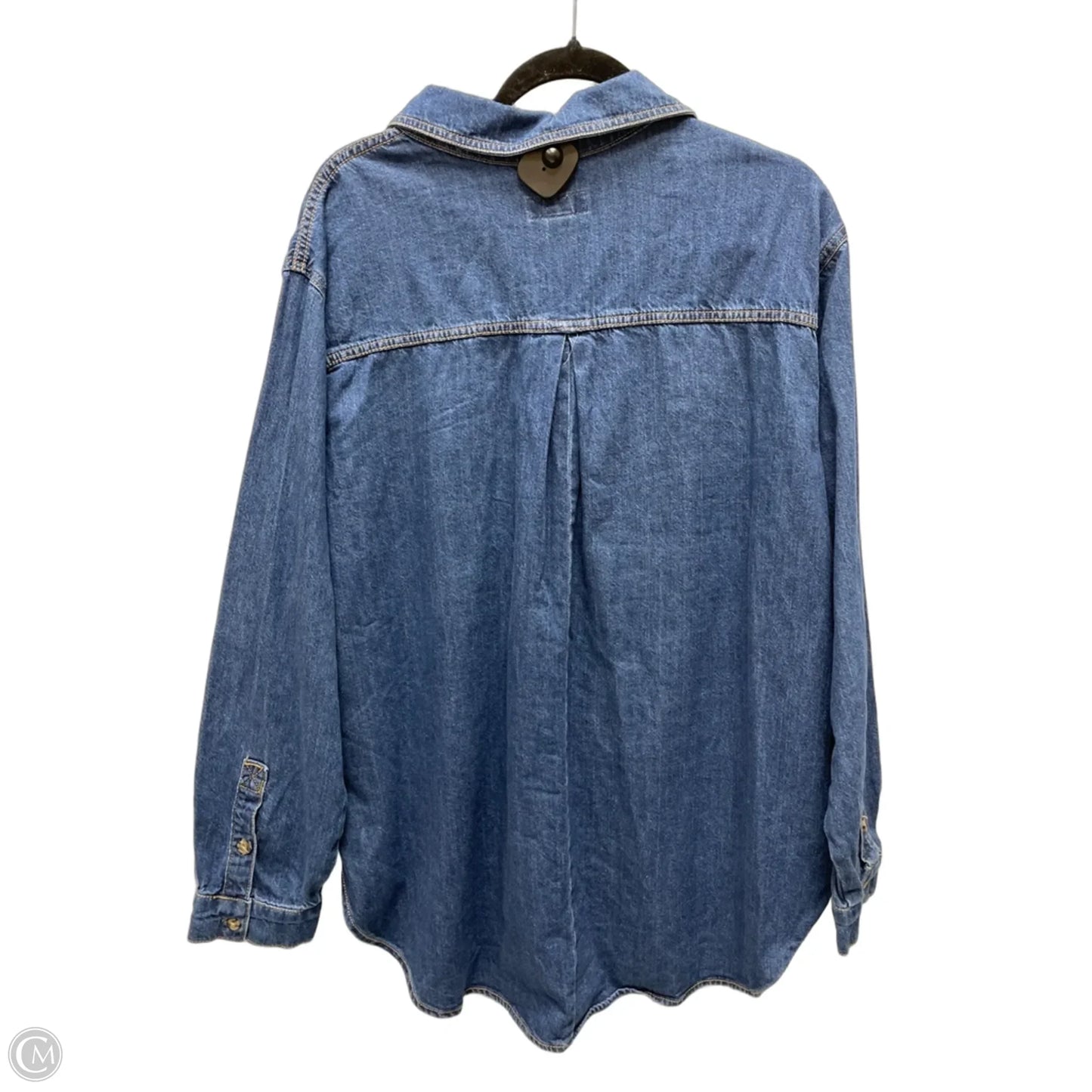 Top Long Sleeve By Ava & Viv In Blue Denim, Size: 2x