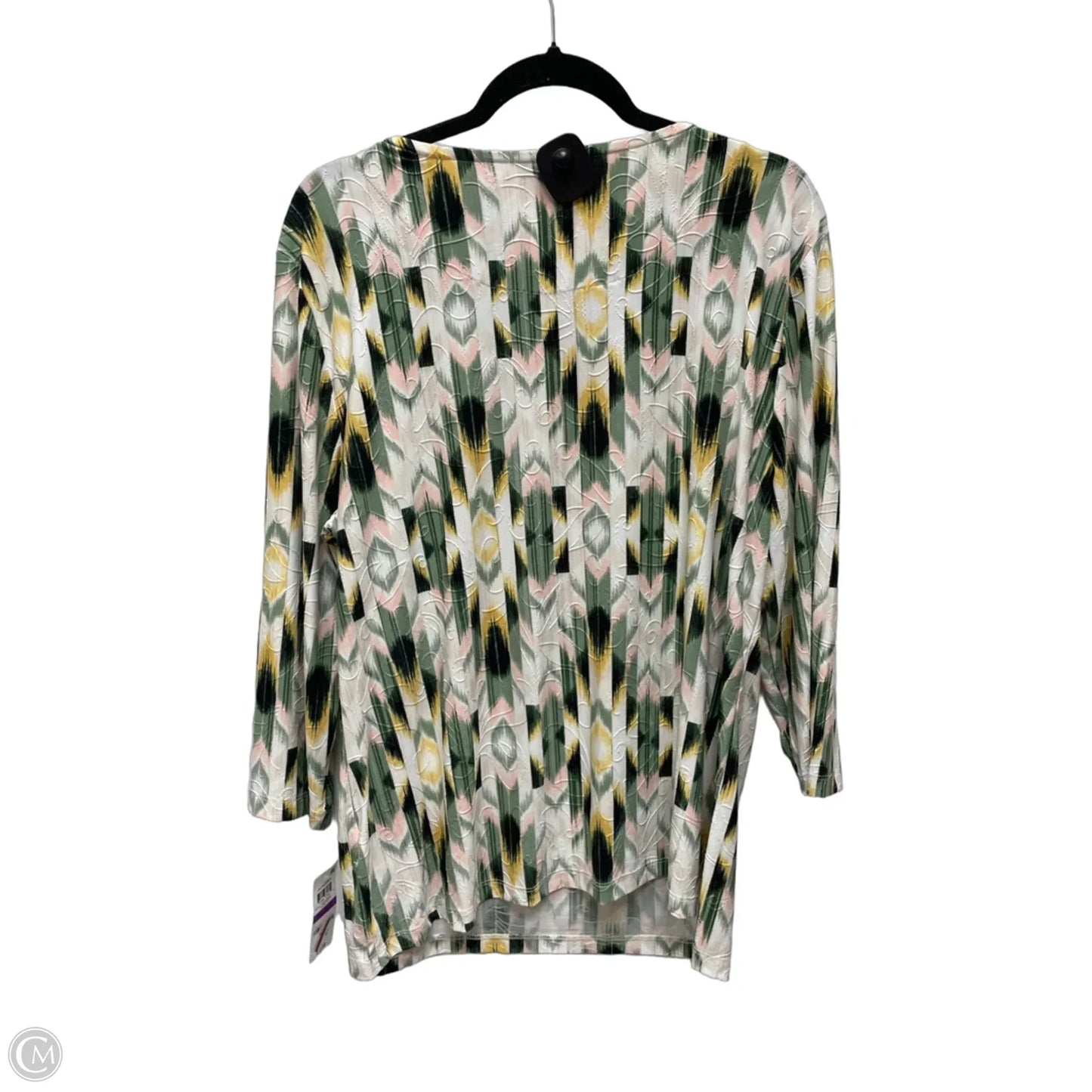 Top Long Sleeve By Jm Collections In Green & Pink, Size: 2x
