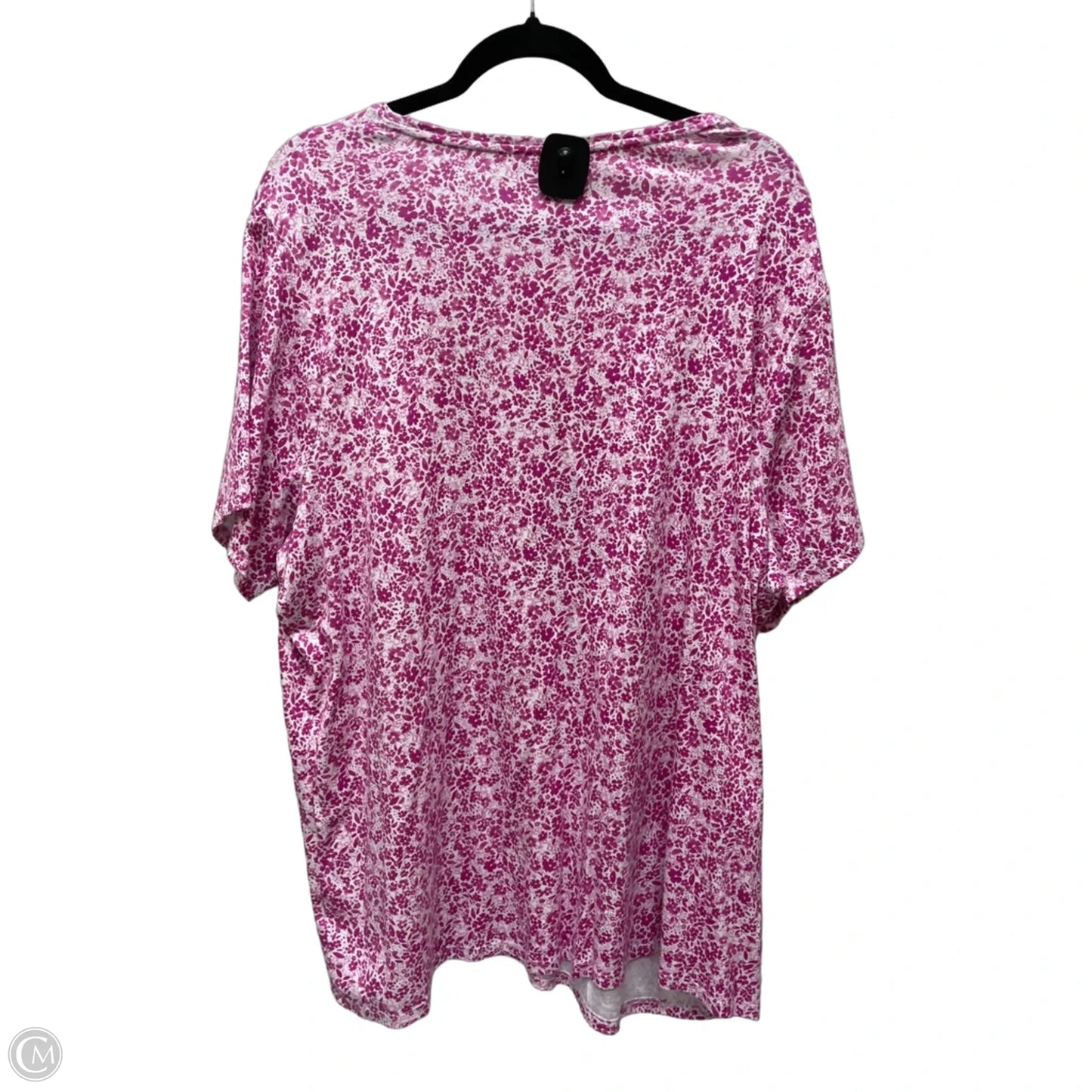 Top Short Sleeve By Croft And Barrow In Pink & White, Size: 3x