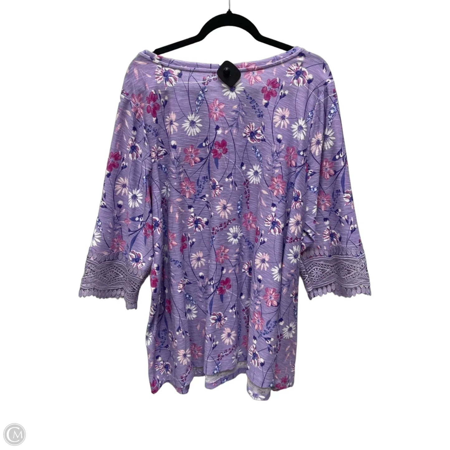 Top 3/4 Sleeve By Woman Within In Floral Print, Size: 2x