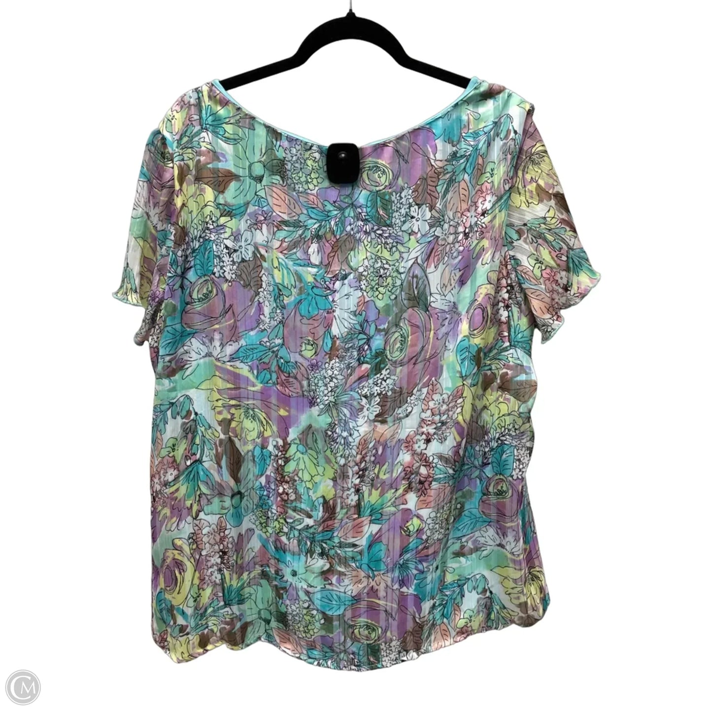 Top Short Sleeve By Sara Michelle In Pink & Purple, Size: 3x
