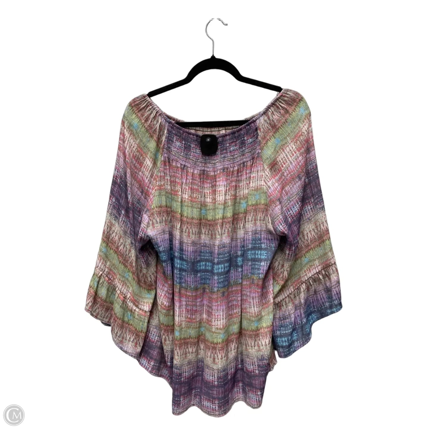 Top 3/4 Sleeve By Zac And Rachel In Pink & Purple, Size: 2x