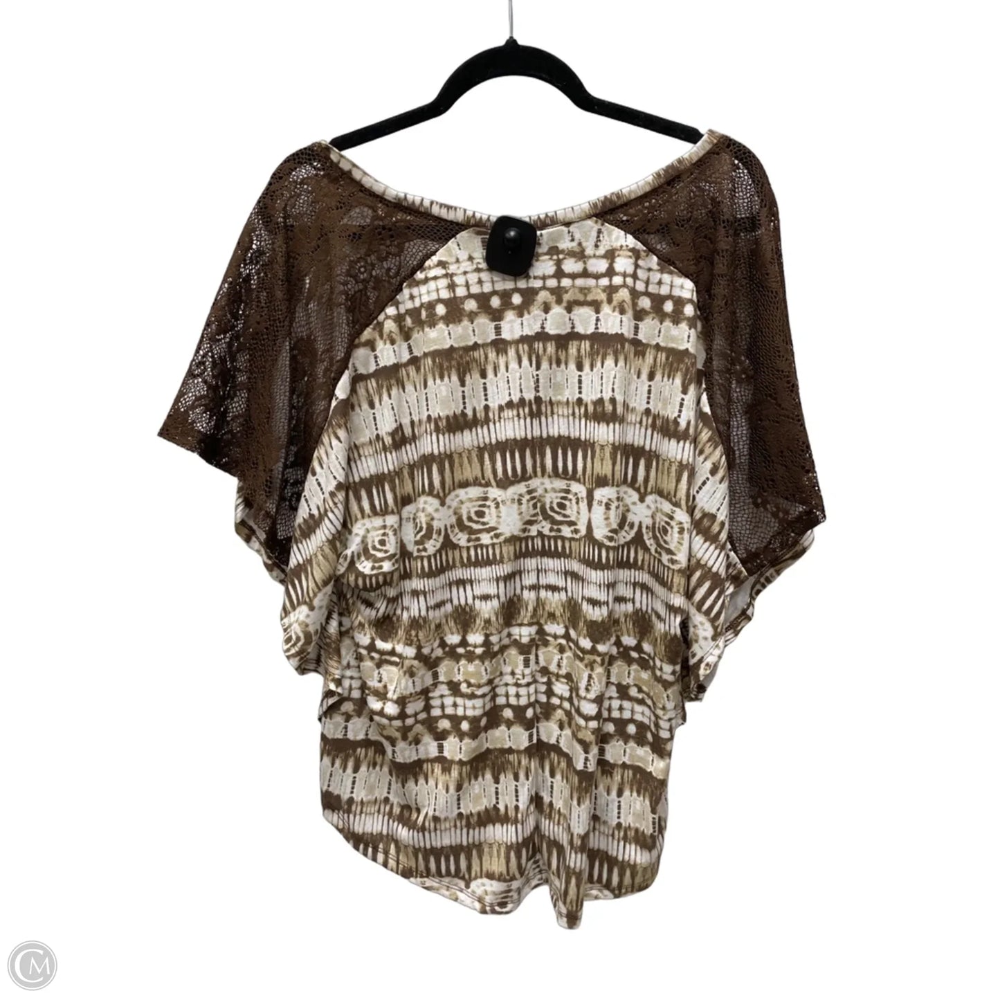 Top Short Sleeve By New Directions In Brown & Cream, Size: Xl
