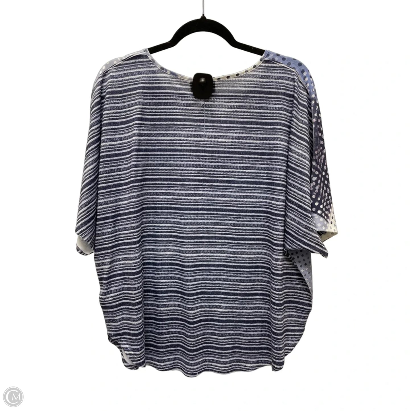 Top Short Sleeve By French Blue In Blue & White, Size: L