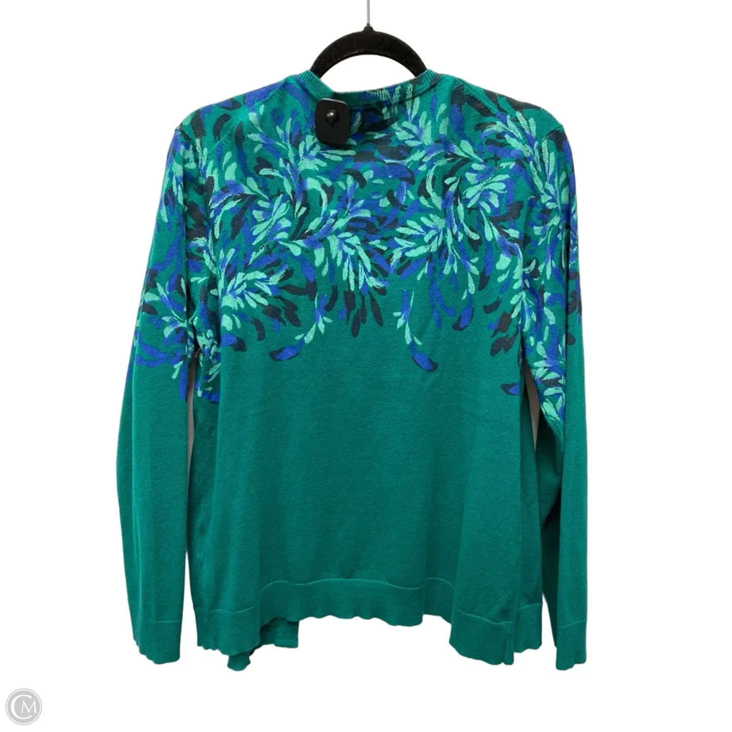 Sweater Cardigan By Karen Scott In Blue & Green, Size: Xl