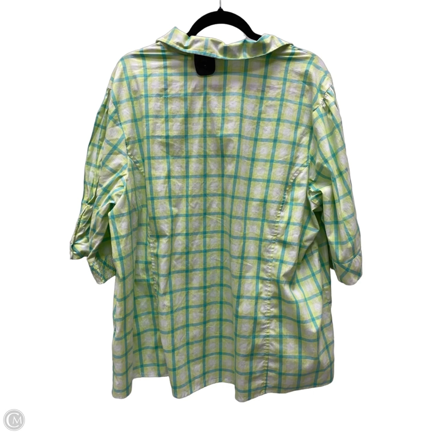 Top Short Sleeve By Riders In Plaid Pattern, Size: 2x