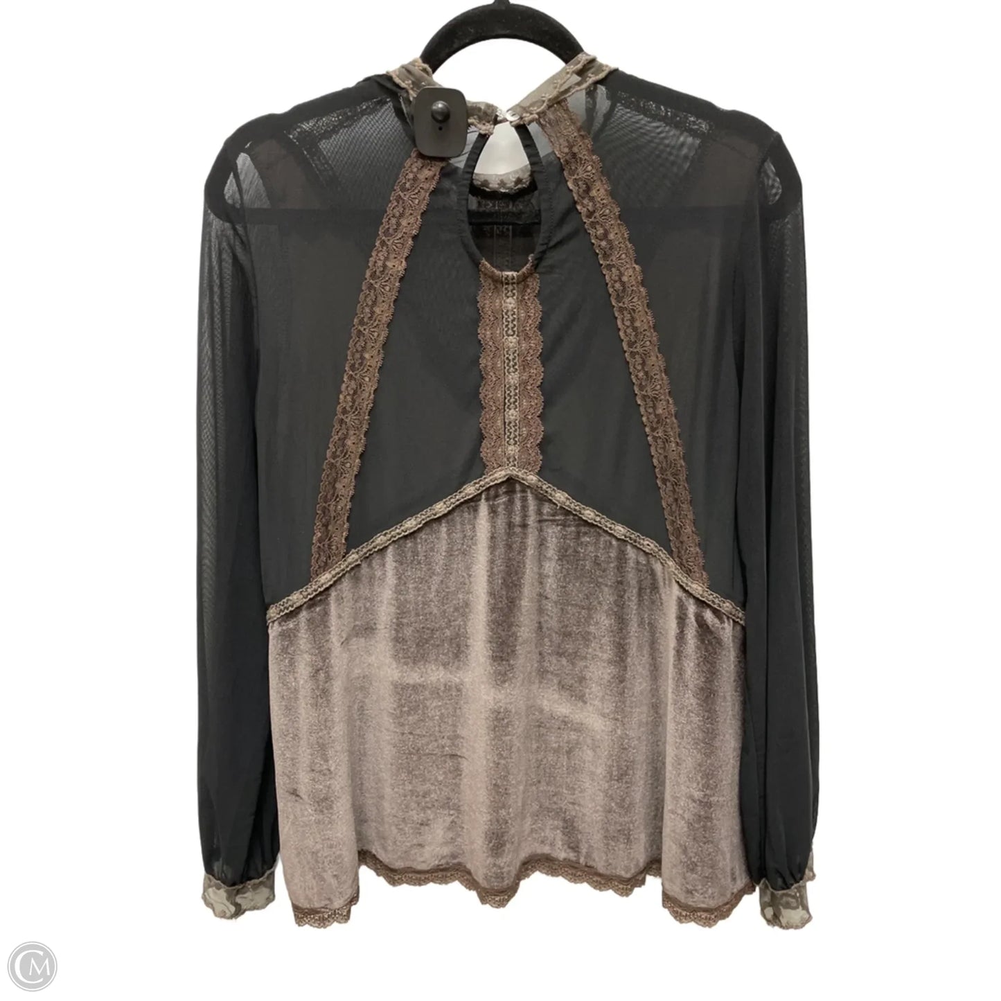 Blouse Long Sleeve By Pol In Black & Brown, Size: M