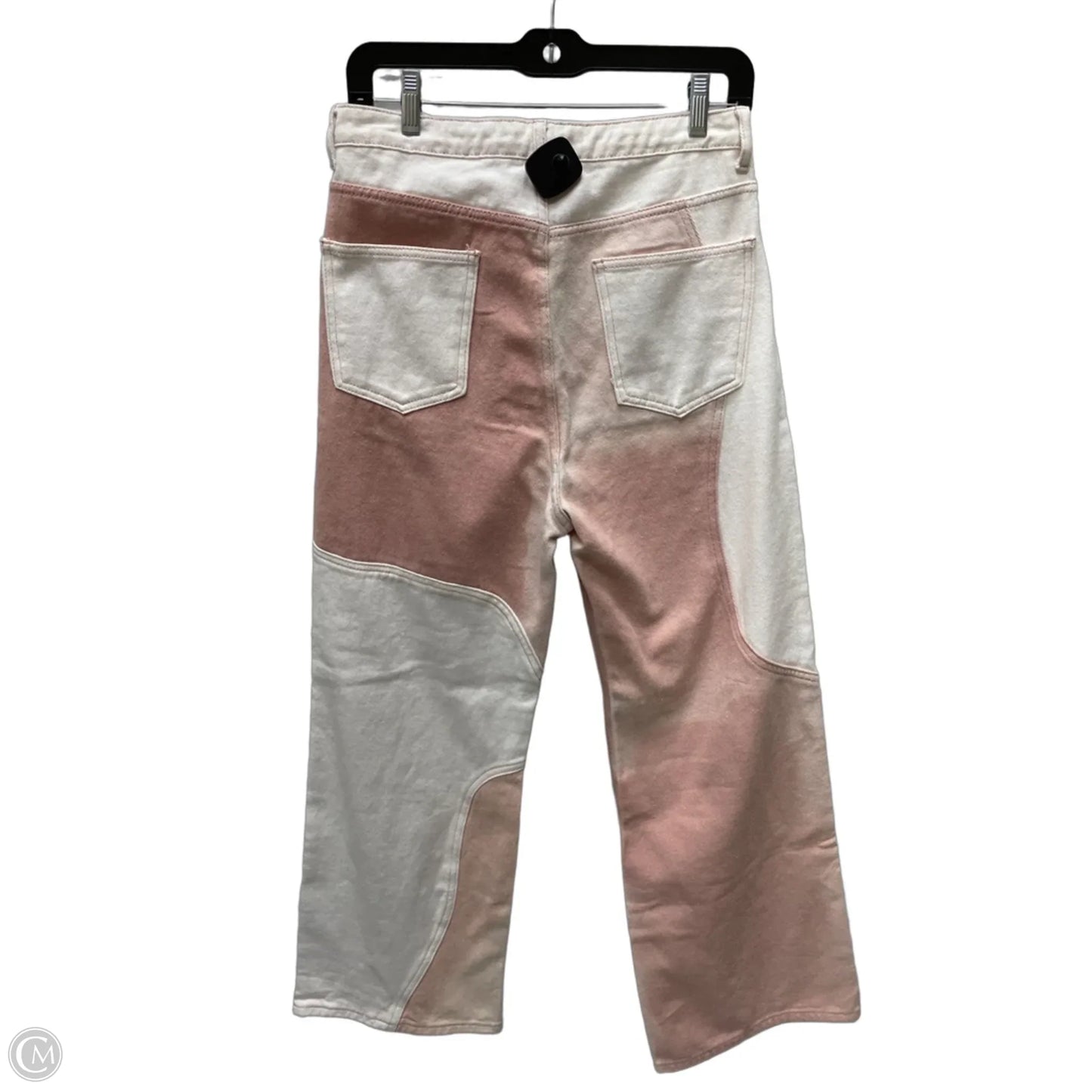 Jeans Wide Leg By Cider In Pink & White, Size: 8