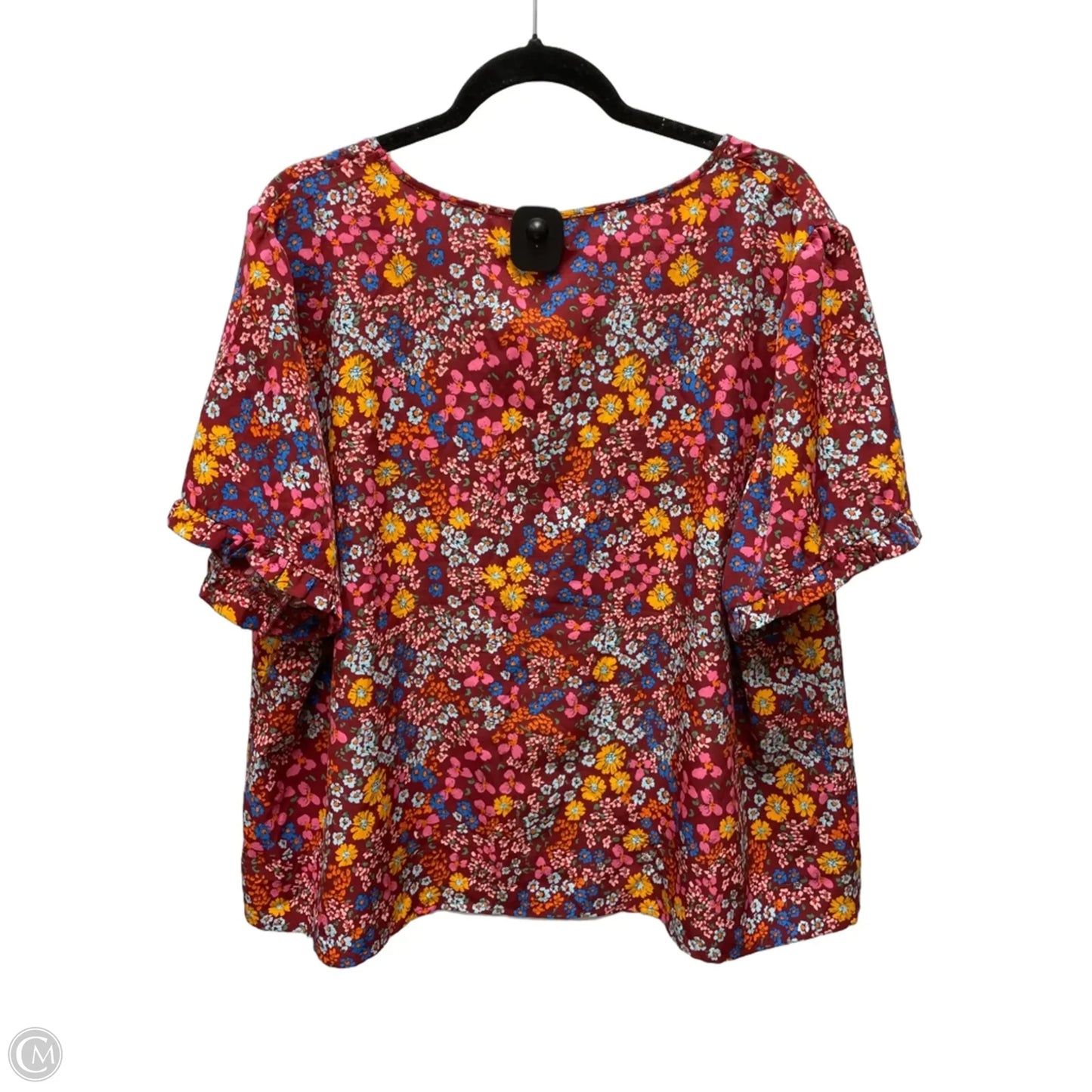 Top Short Sleeve By Shein In Floral Print, Size: 3x