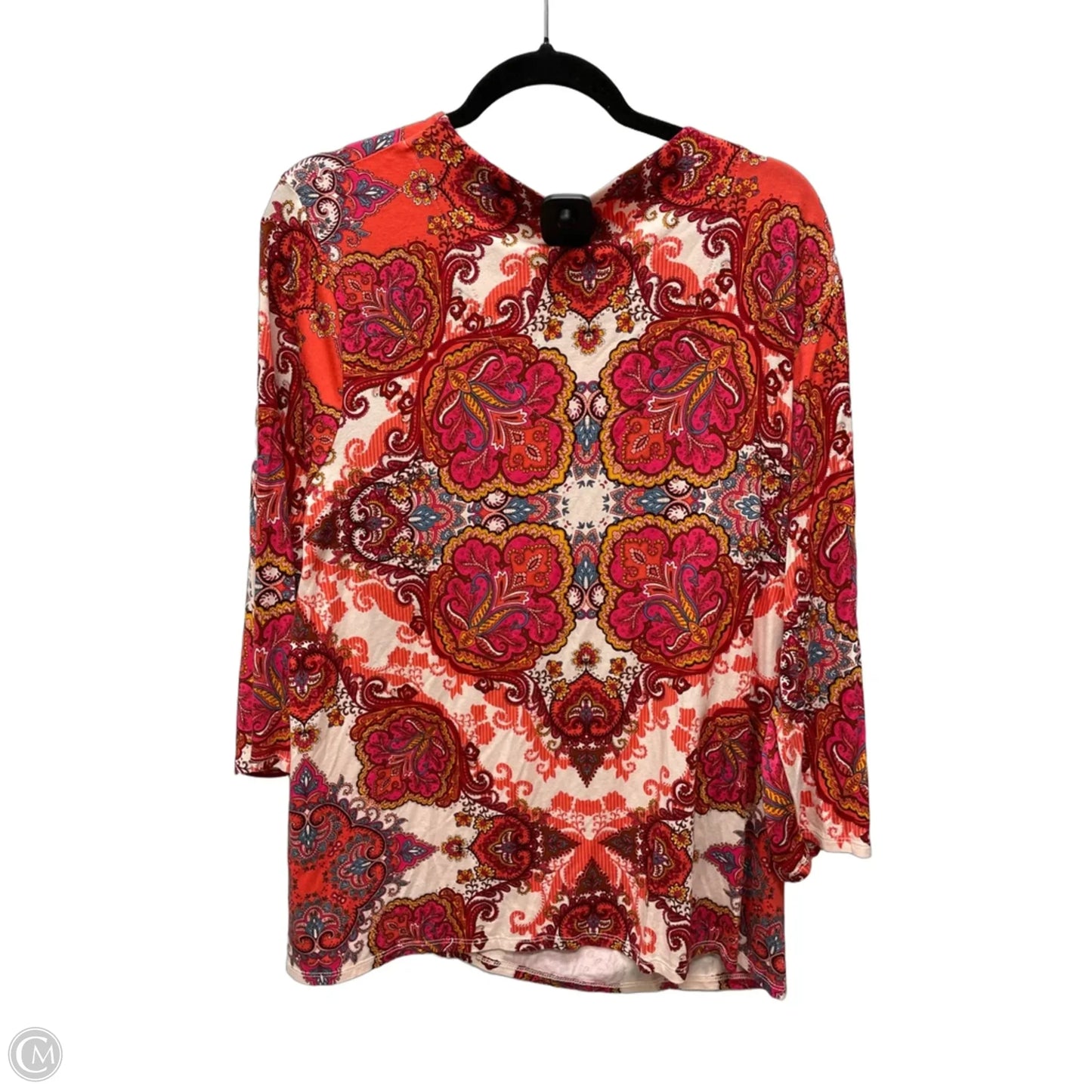 Top 3/4 Sleeve By Chicos In Floral Print, Size: Xl
