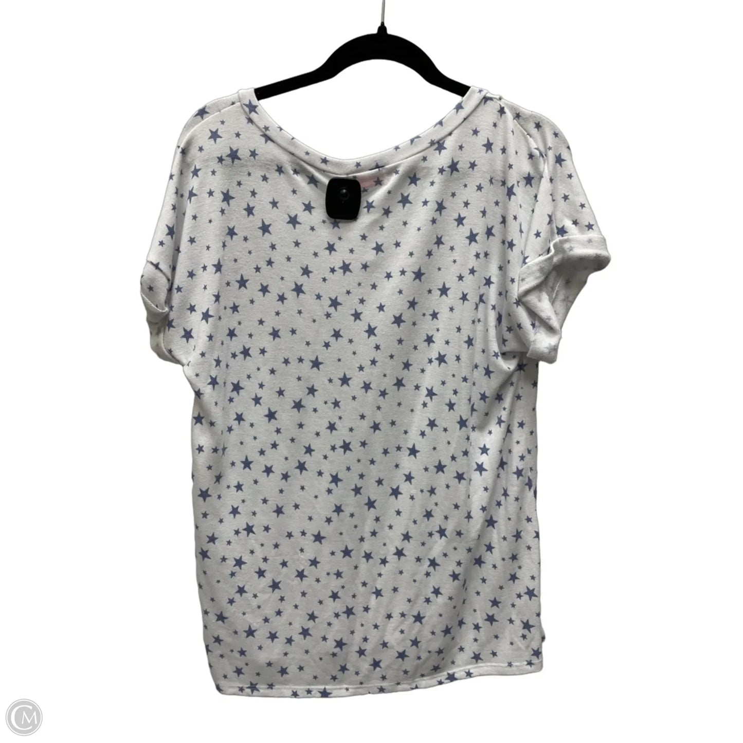 Top Short Sleeve By Pink Lily In Blue & White, Size: M