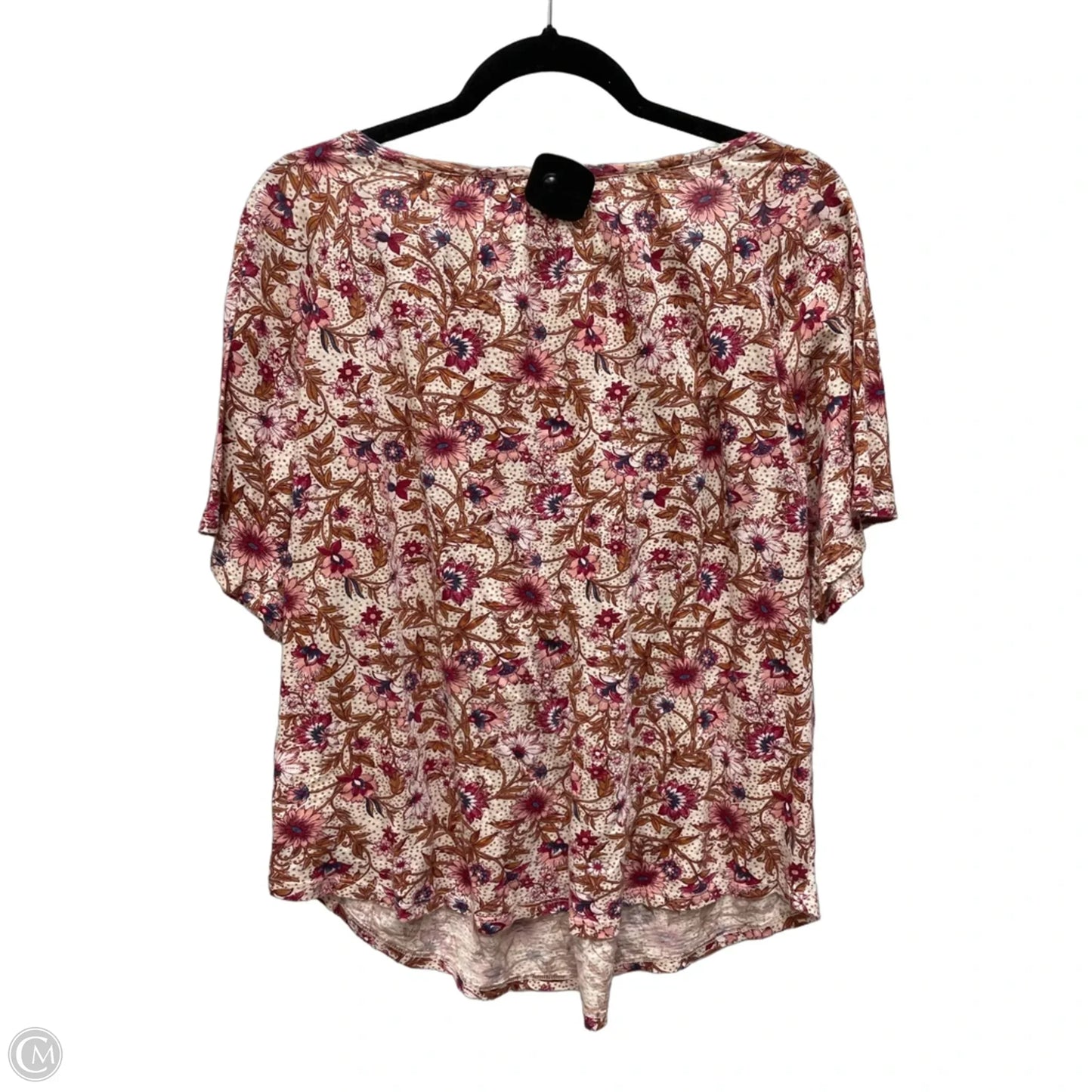 Top Short Sleeve By Lucky Brand In Floral Print, Size: L