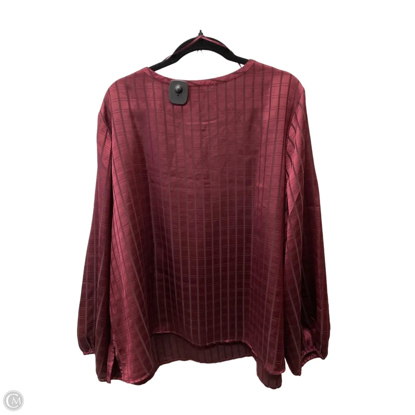 Top Long Sleeve By Liz Claiborne In Checkered Pattern, Size: 2x