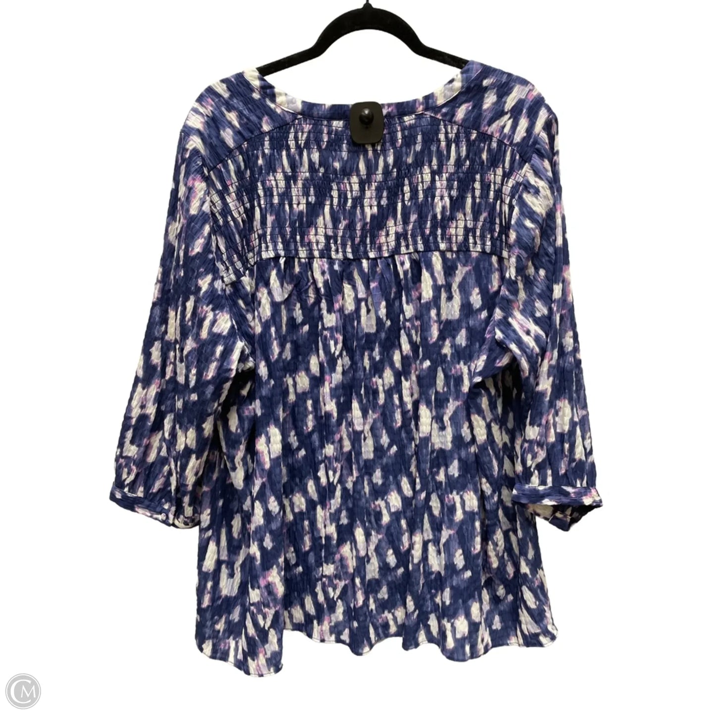 Top Long Sleeve By Rose And Olive In Purple & White, Size: 3x