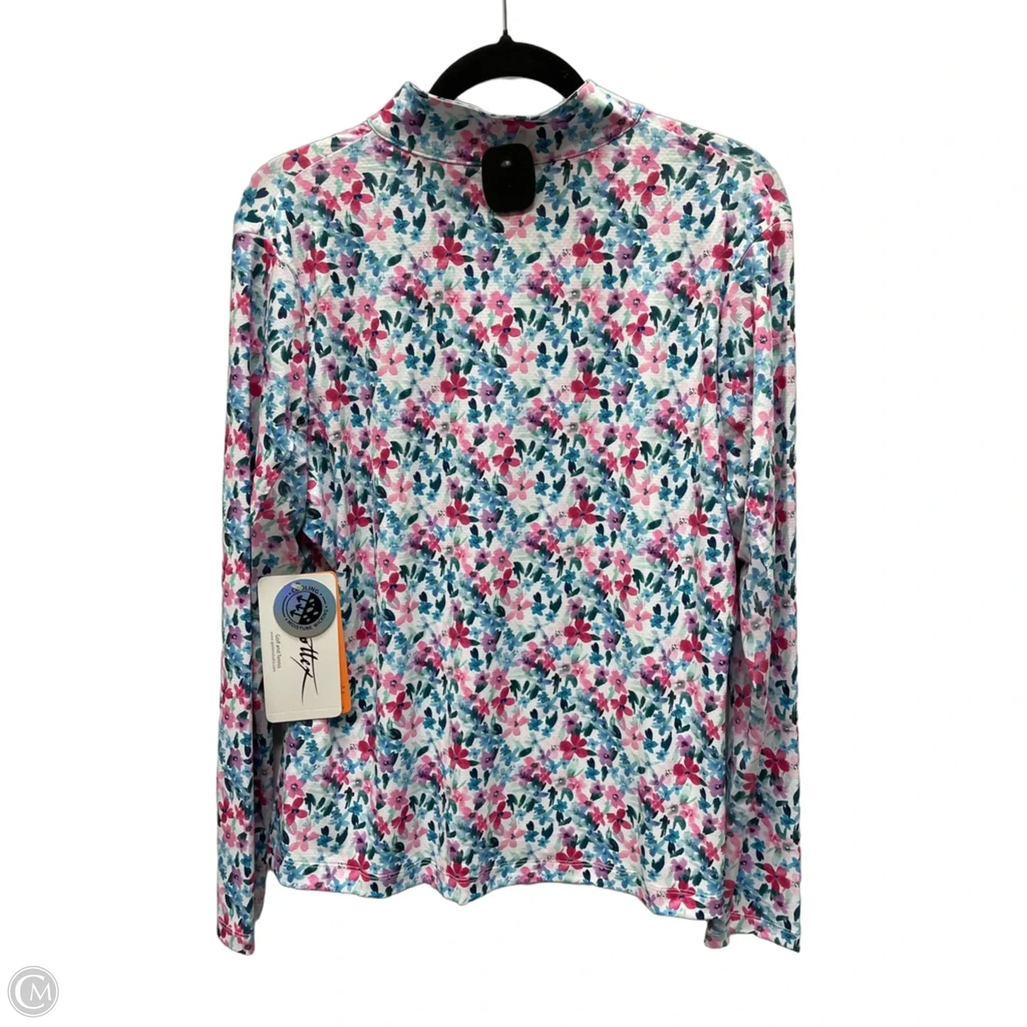 Athletic Top Long Sleeve Collar By Gottex In Floral Print, Size: L