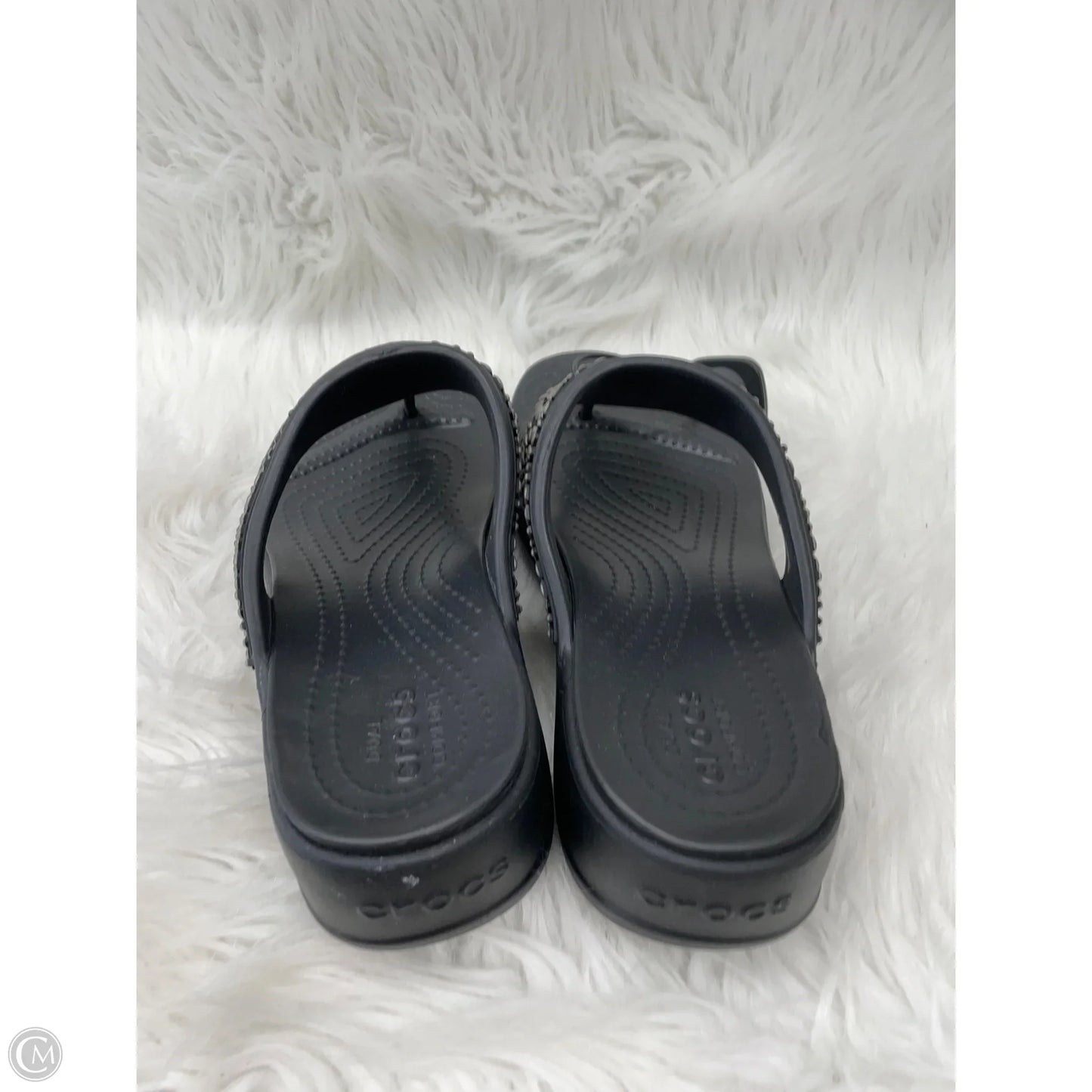 Sandals Heels Platform By Crocs In Black, Size: 10